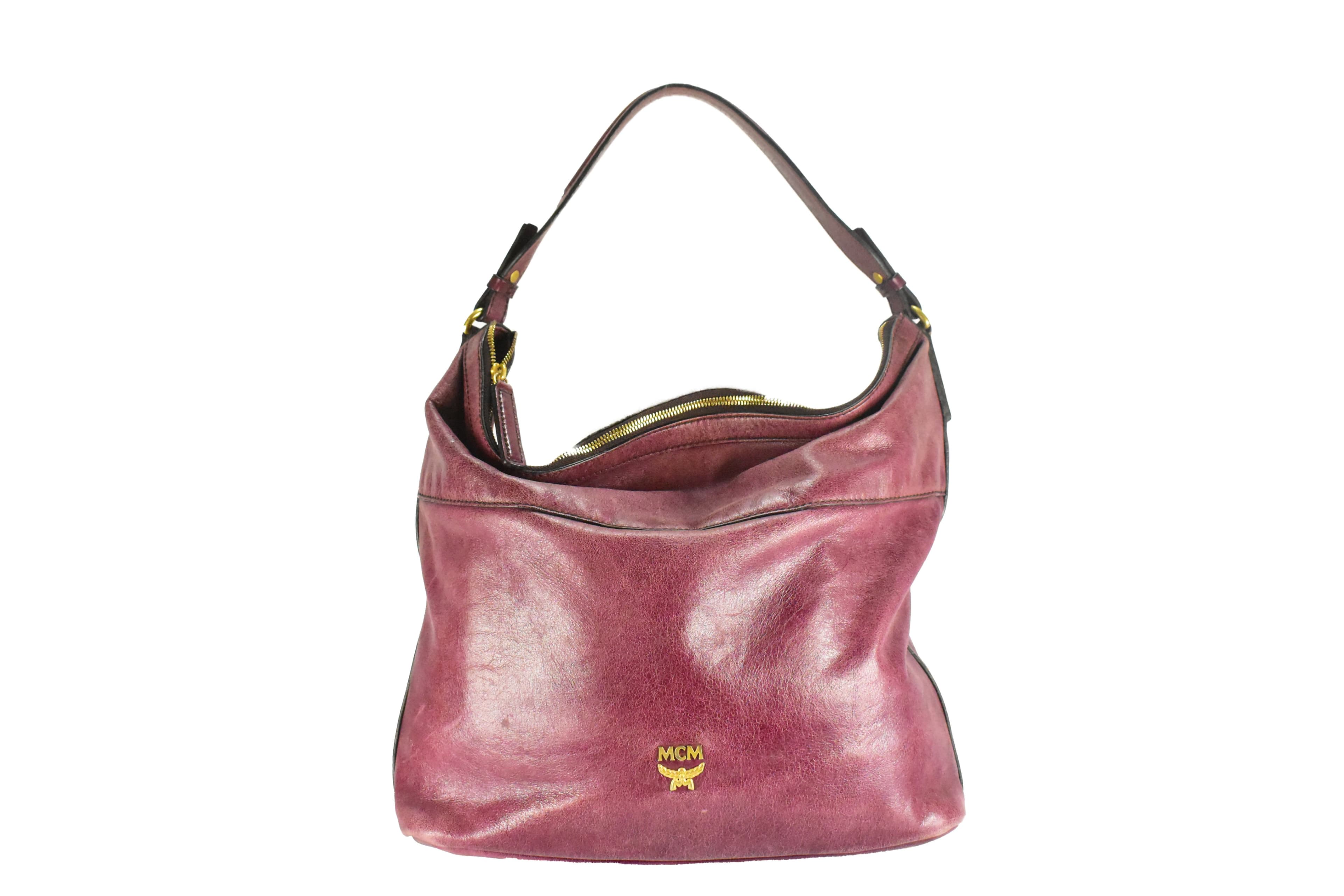 MCM TASCHE vintmarket.de LEDERTASCHE SCHULTERTASCHE BORDEAUX 4422