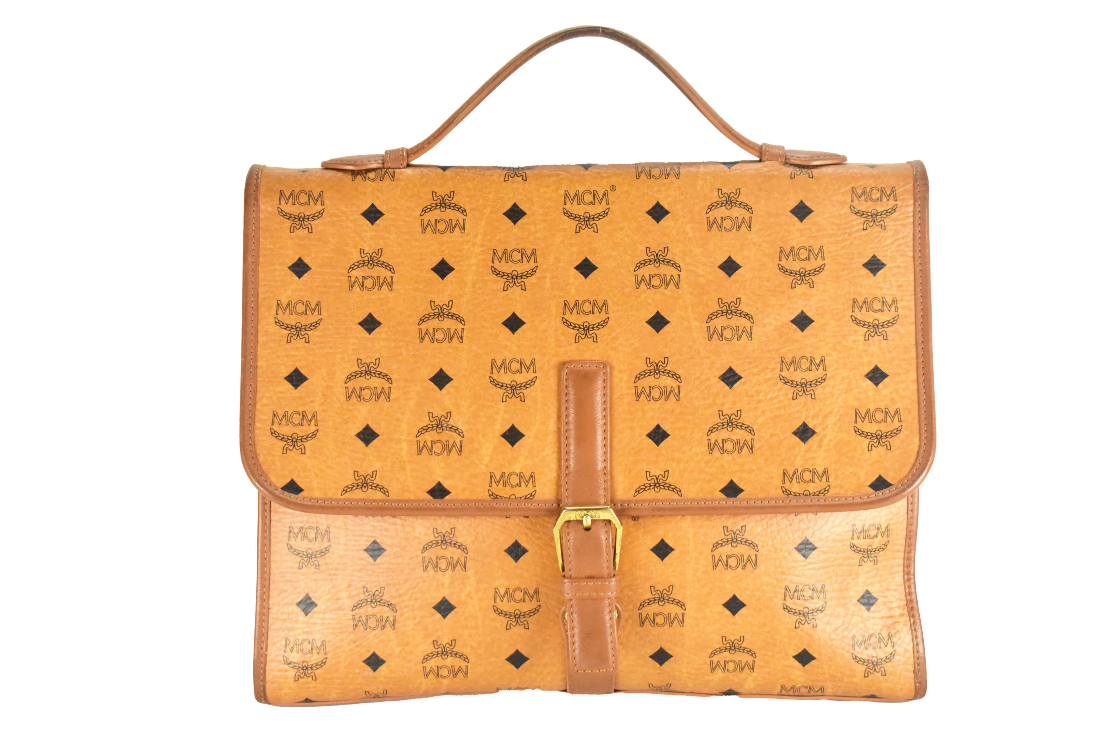 ✅MCM TASCHE AKTENTASCHE vintmarket.de SCHULTERTASCHE COGNAC 4423