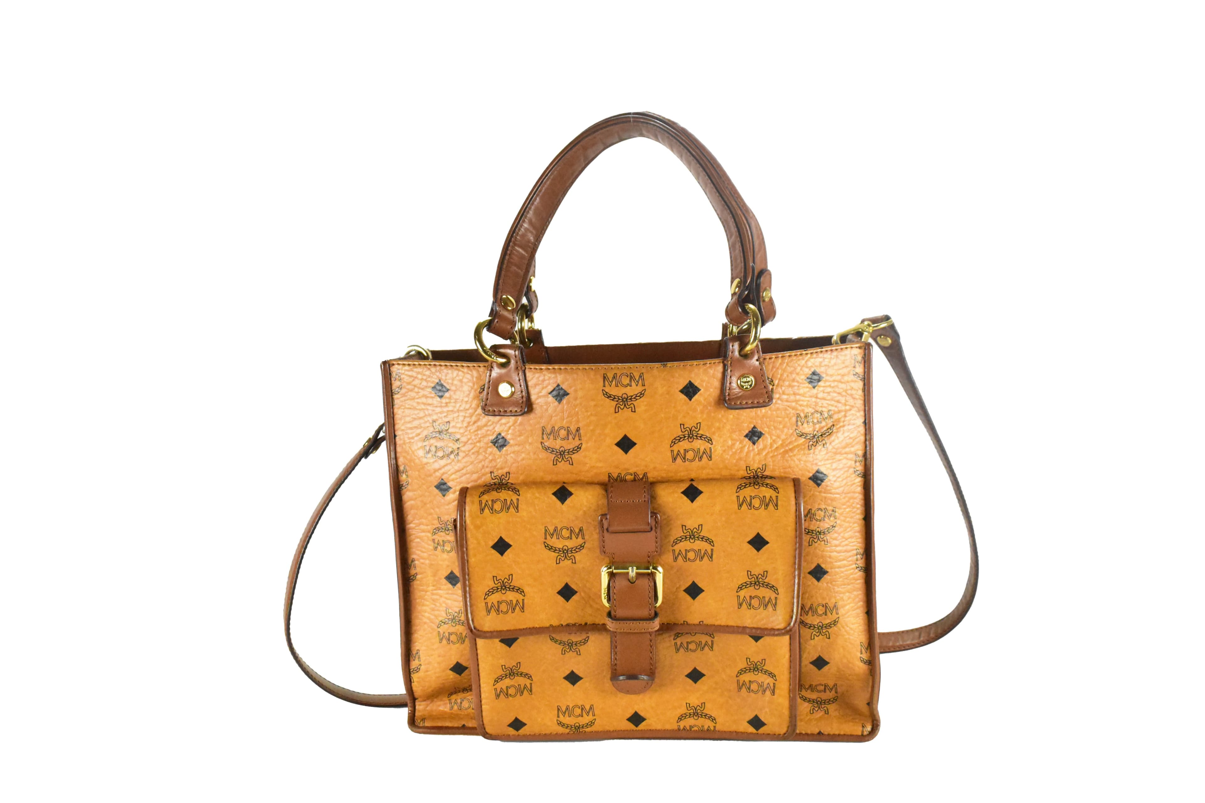 MCM SCHULTERTASCHE UMHÄNGETASCHE vintmarket.de COGNAC LEDER 4431