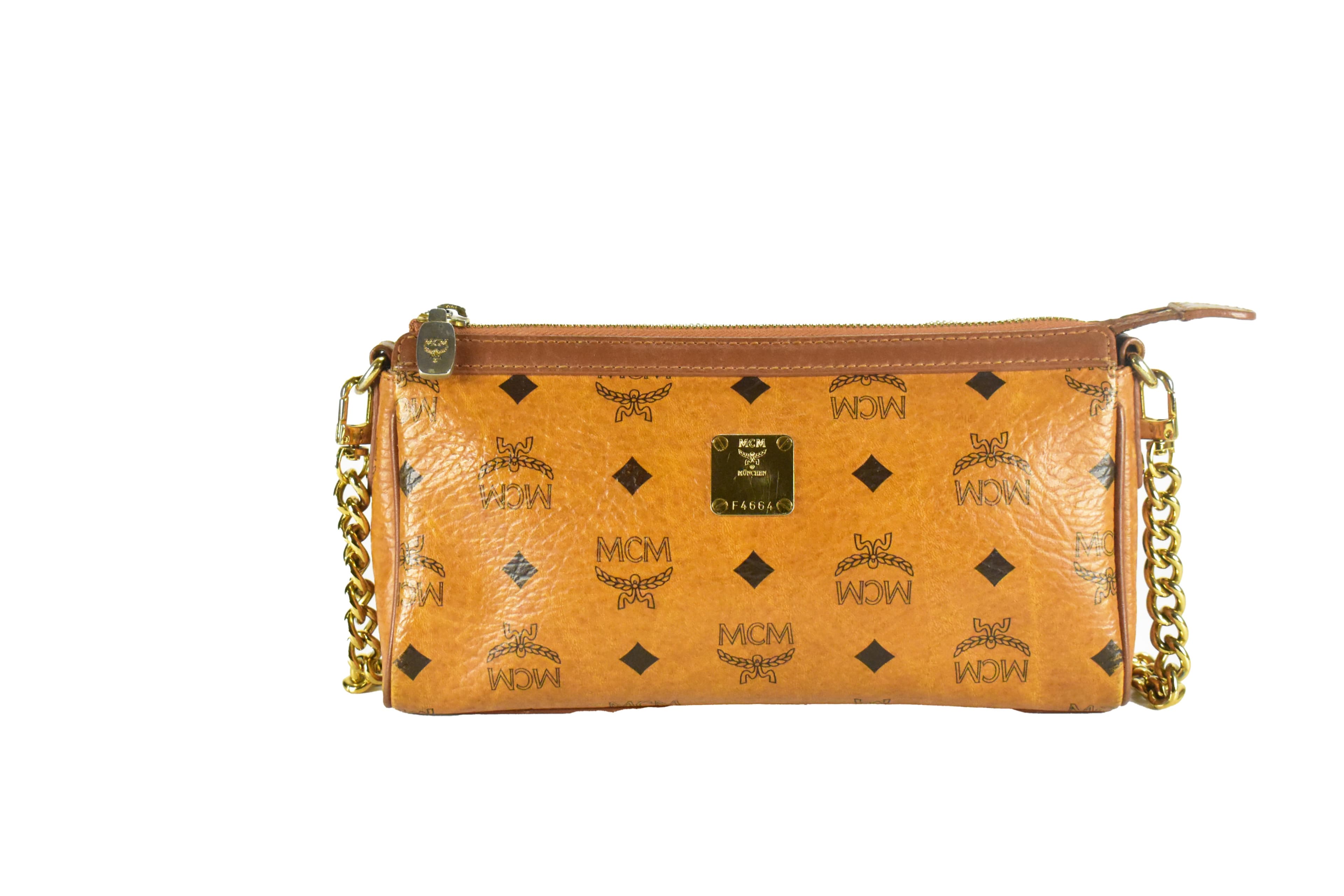 MCM SCHULTERTASCHE vintmarket.de TASCHE KETTE COGNAC 4432