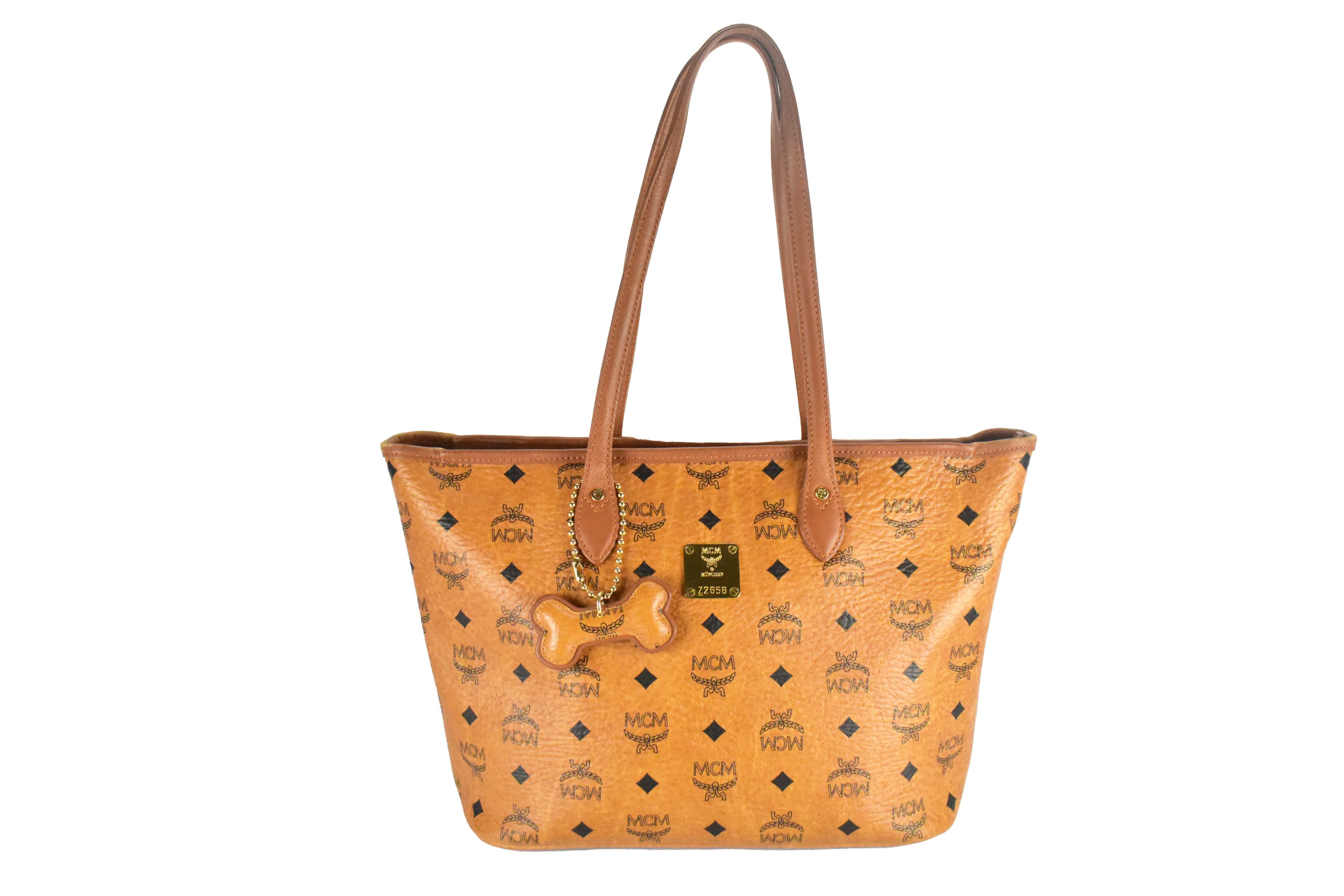 MCM TASCHE SCHULTERTASCHE vintmarket.de SHOPPER KLEIN COGNAC 4447