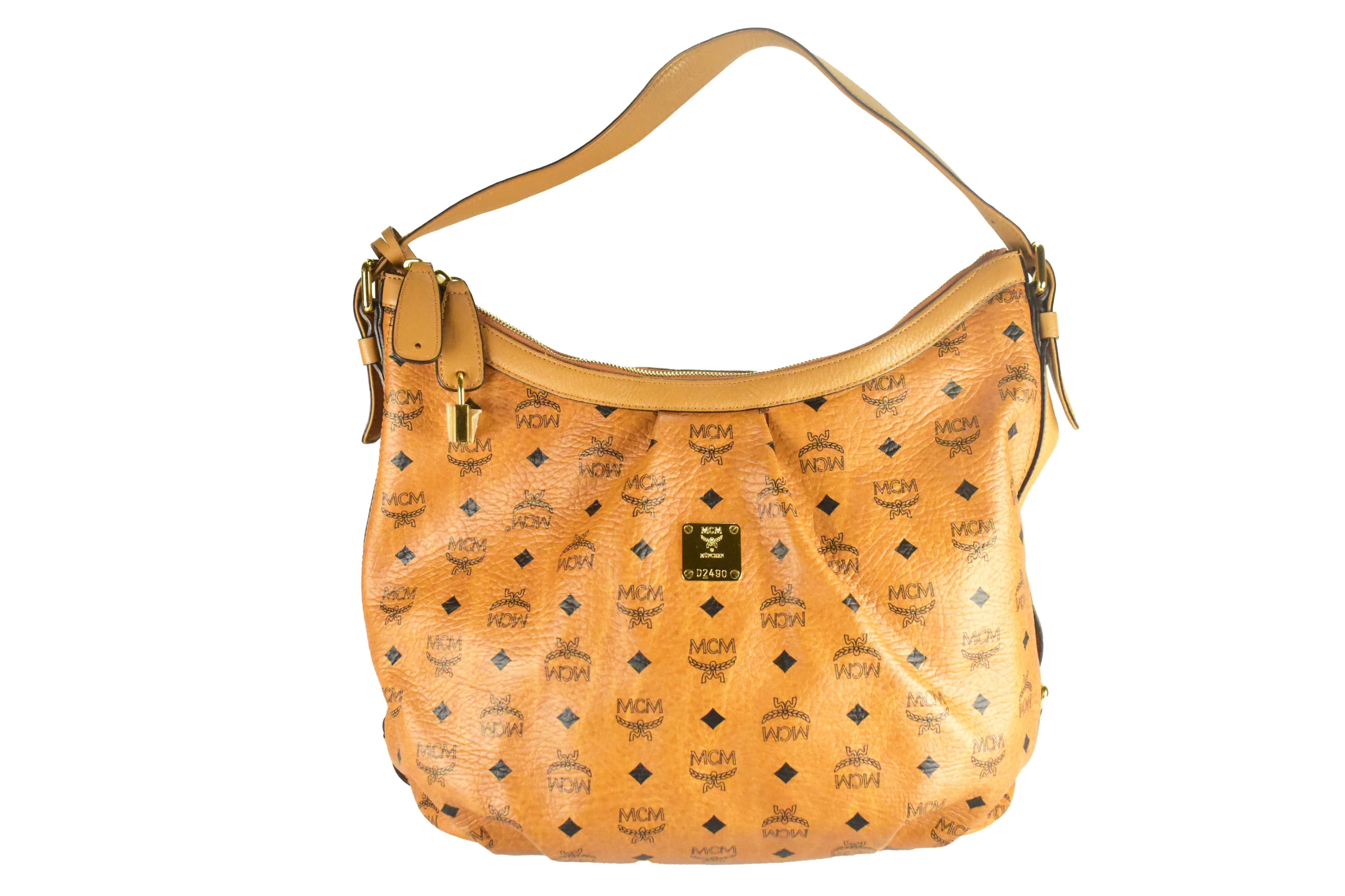 MCM SCHULTERTASCHE GROß vintmarket.de HANDTASCHE HOBO COGNAC 4451