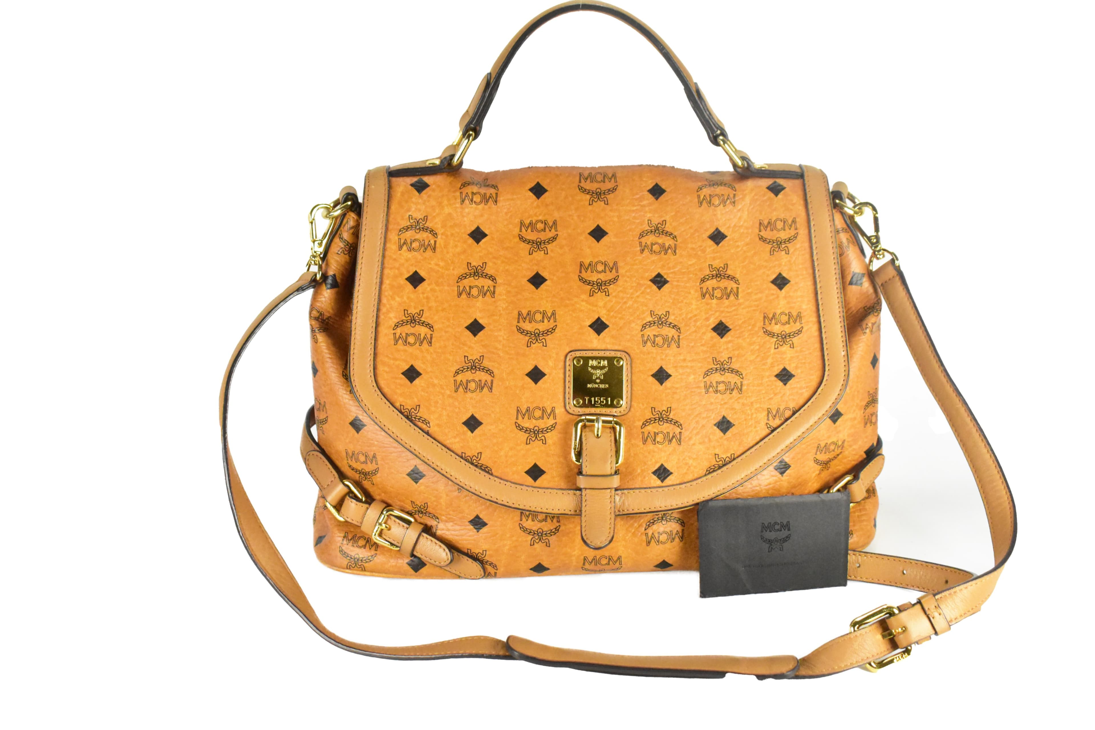 ✅MCM SCHULTERTASCHE vintmarket-de SATTELTASCHE COGNAC 4458