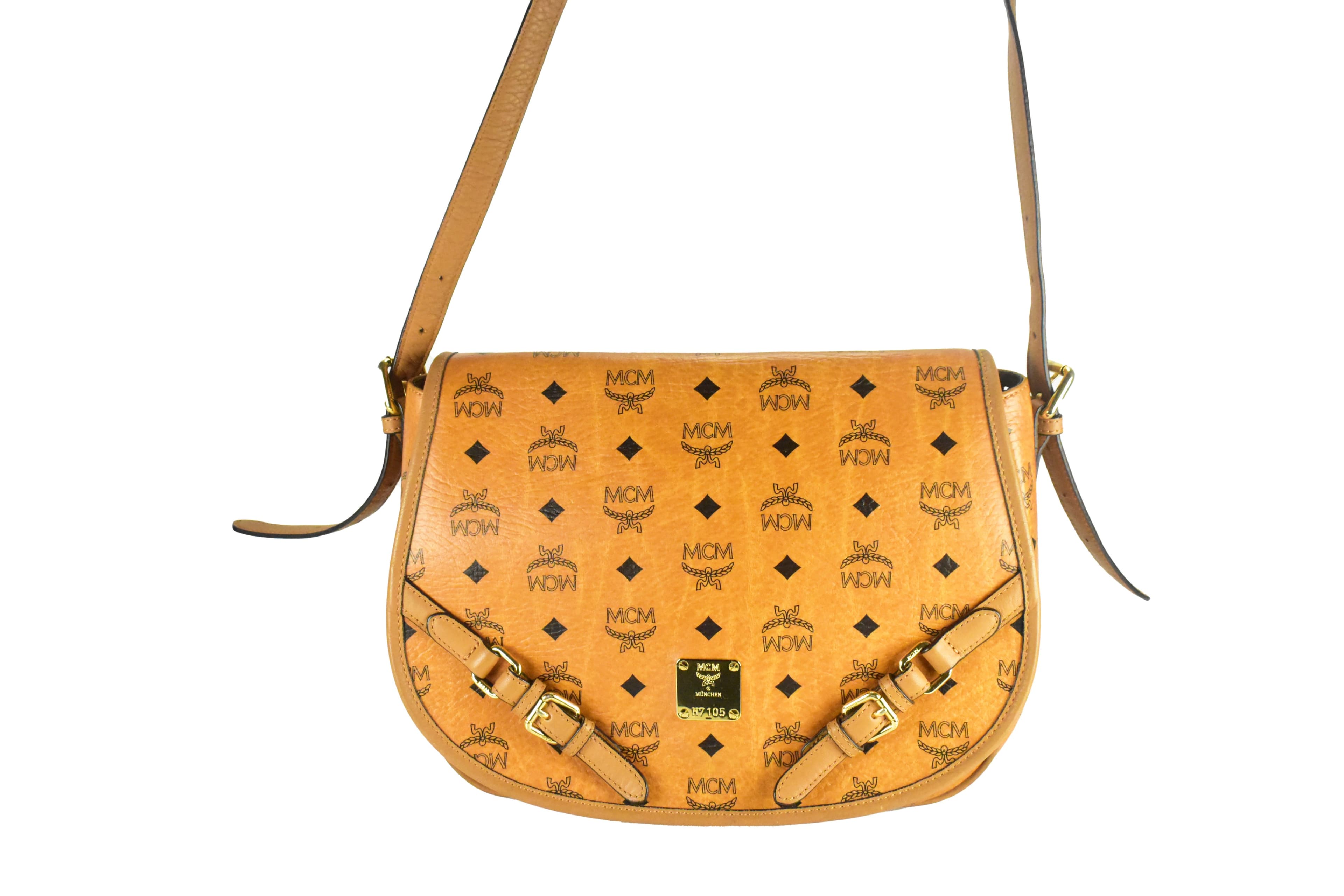 ✅MCM SATTELTASCHE vintmarket.de UMHÄNGETASCHE LEDER COGNAC 4457