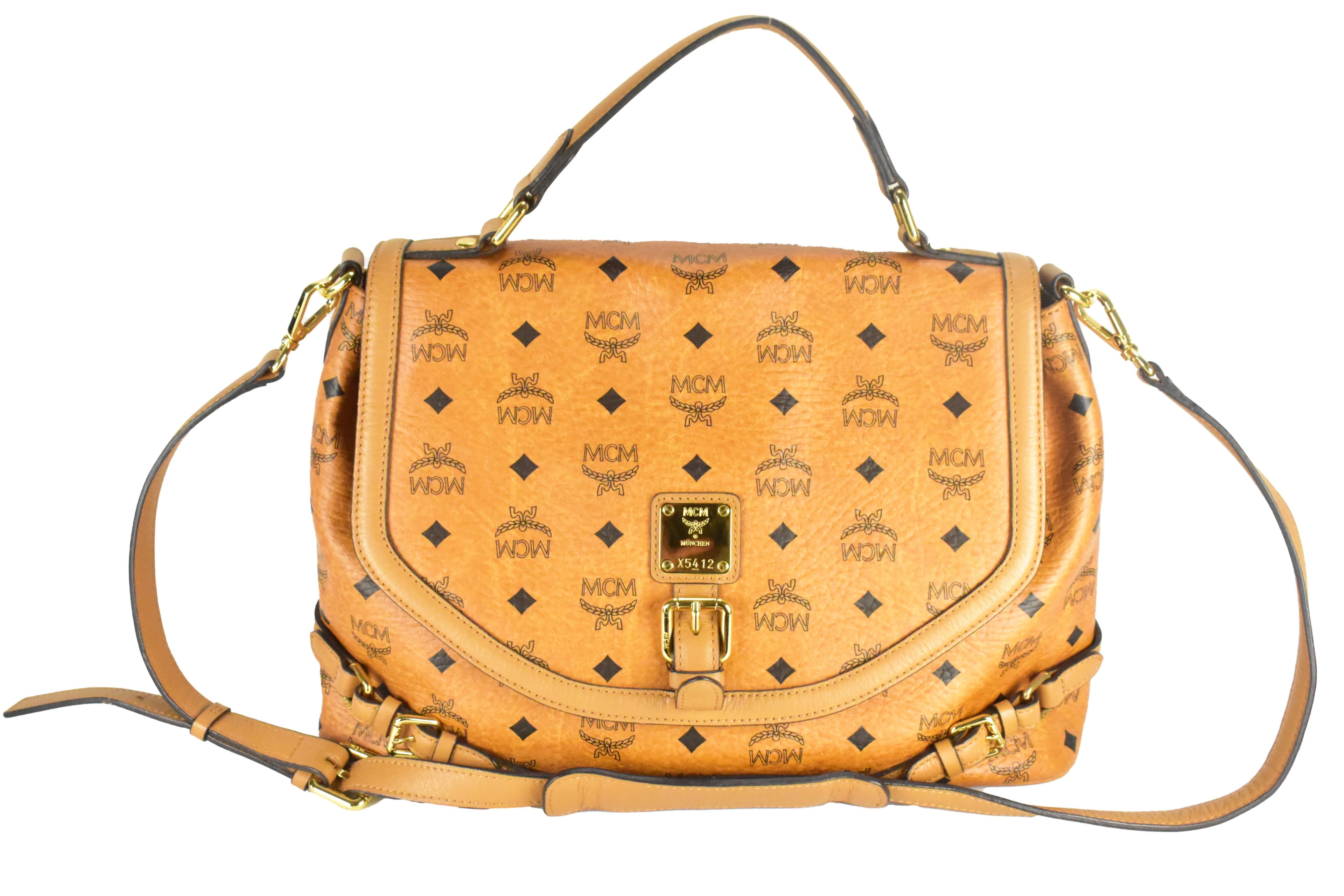 ✅MCM SCHULTERTASCHE vintmarket-de SATTELTASCHE COGNAC 4459