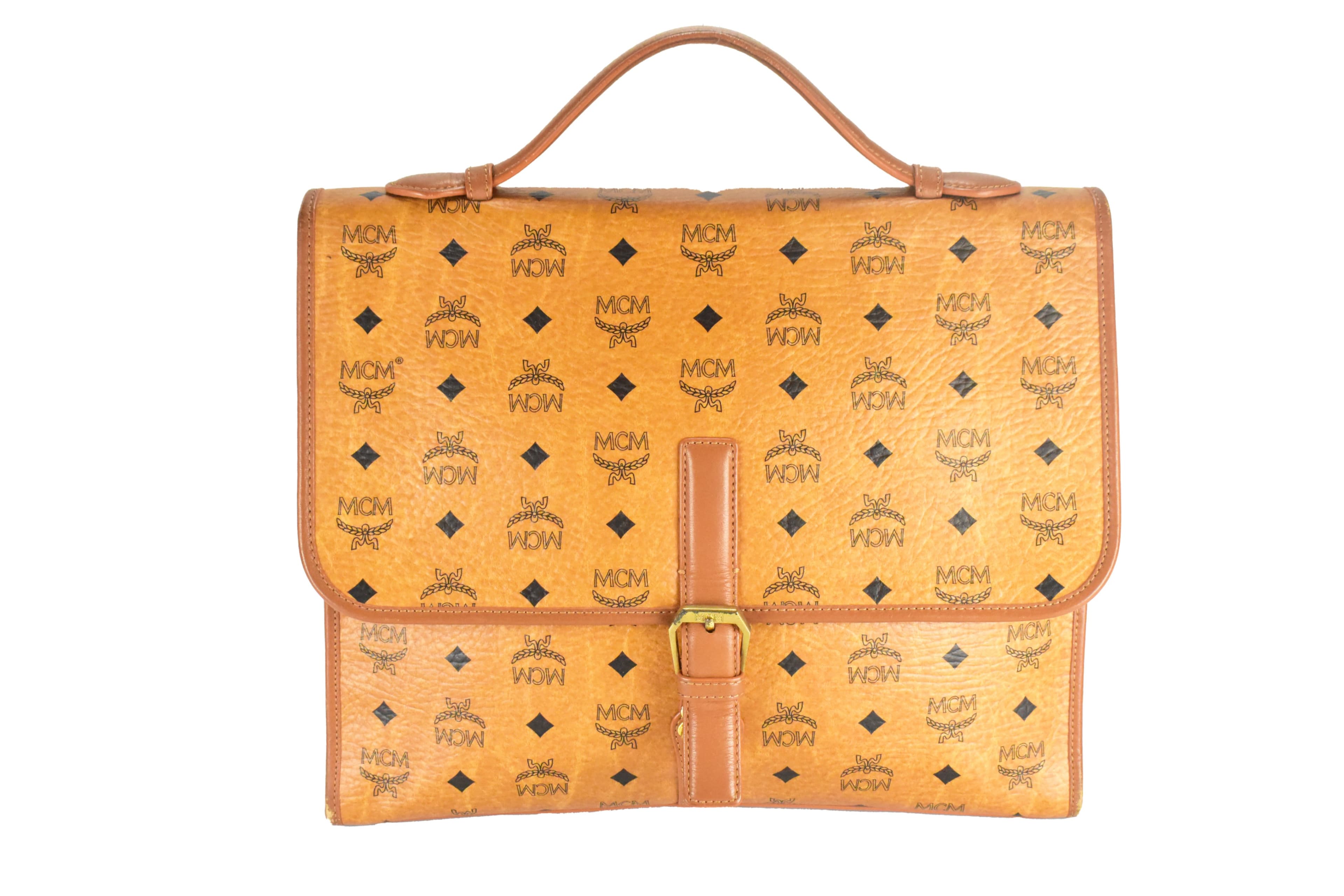 ✅MCM TASCHE AKTENTASCHE vintmarket.de SCHULTERTASCHE COGNAC 4462