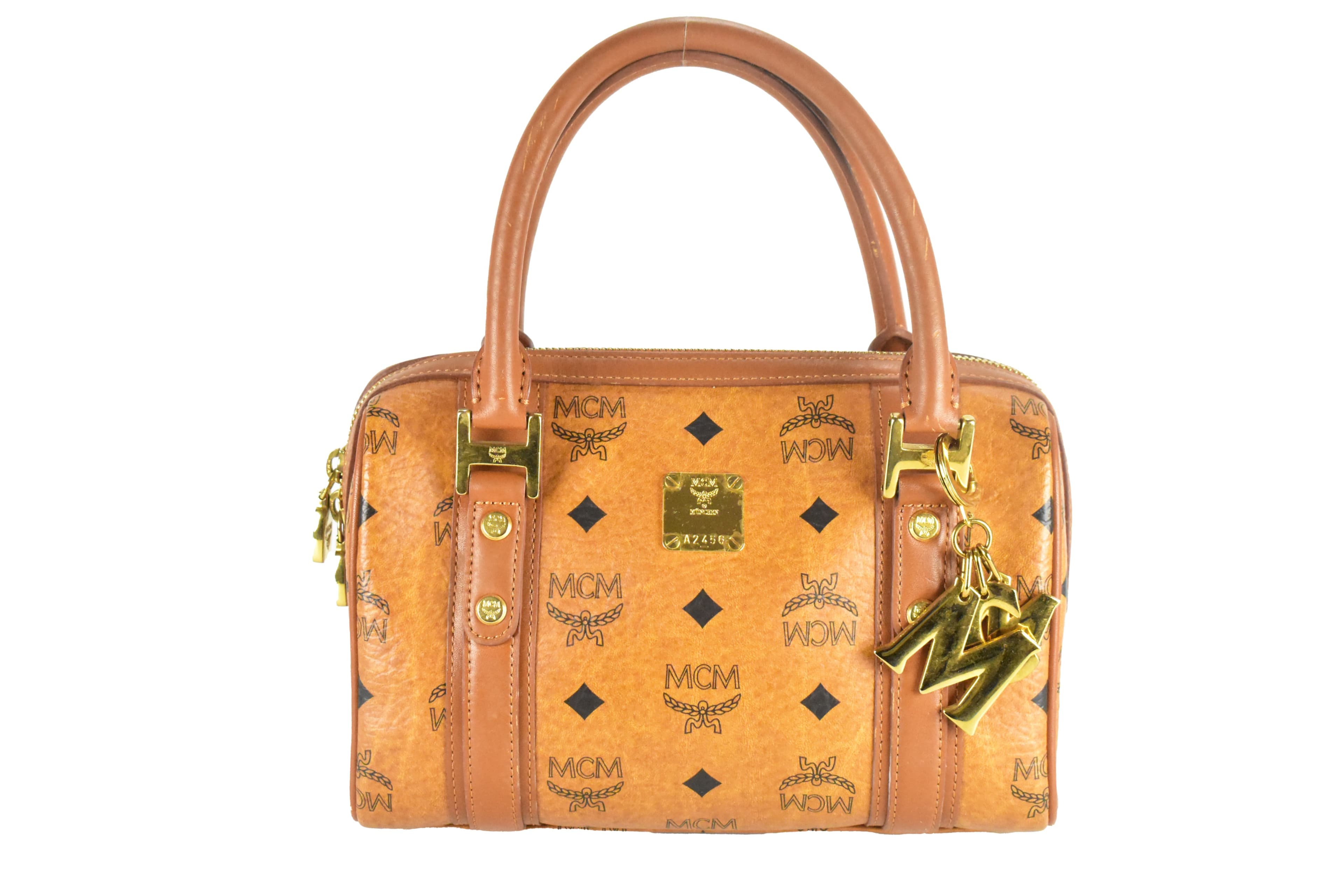 MCM TASCHE vintmarket.de HANDTASCHE BOSTON LEDER COGNAC 4466