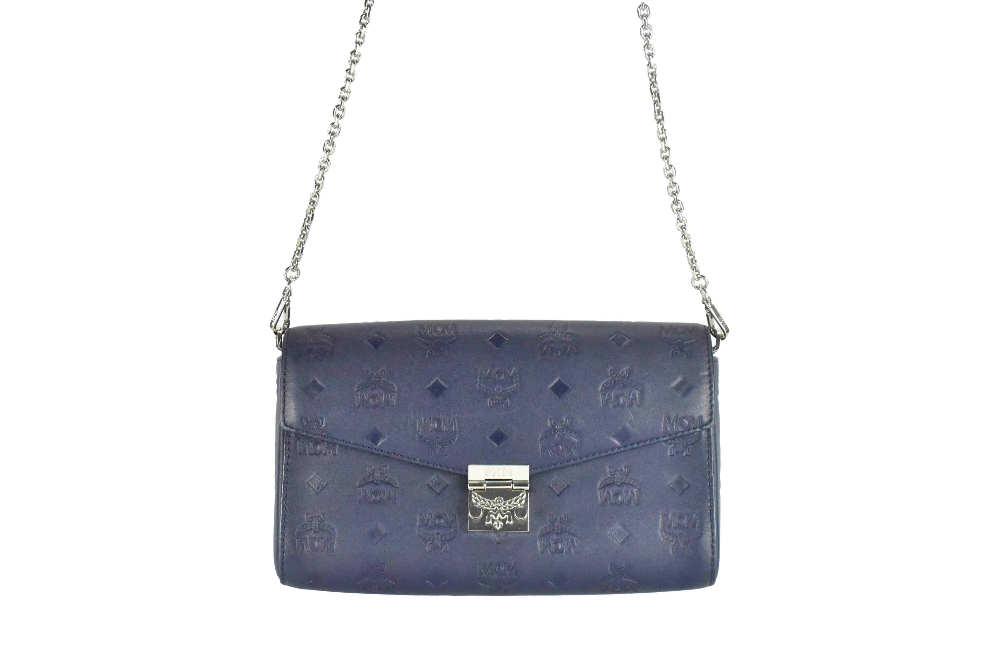 MCM SCHULTERTASCHE vintmarket.de Modell: Millie BLAU LEDER 4471