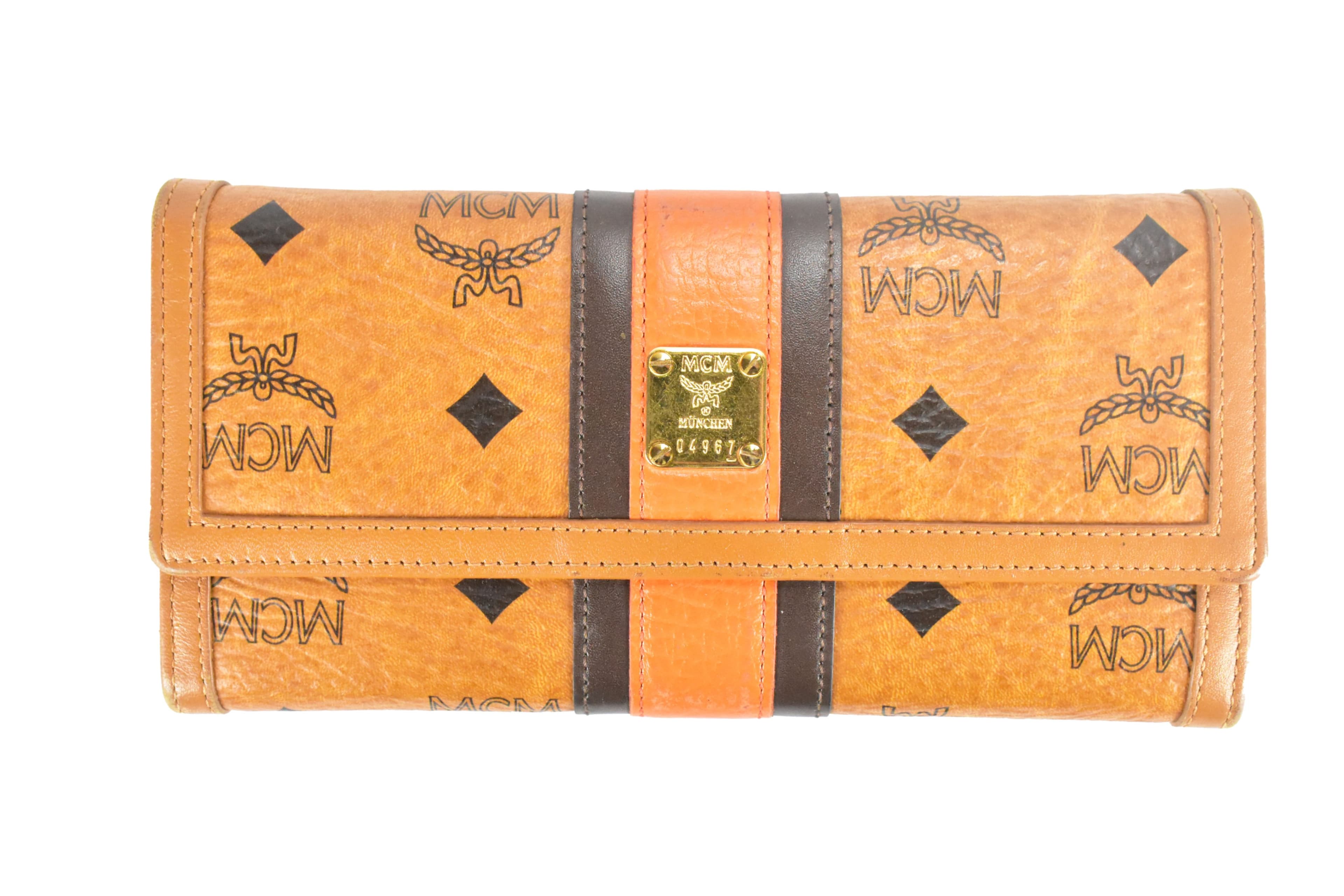 MCM vintmarket.de GELDBEUTEL PORTMONEE GELDBÖRSE COGNAC ROT 4474