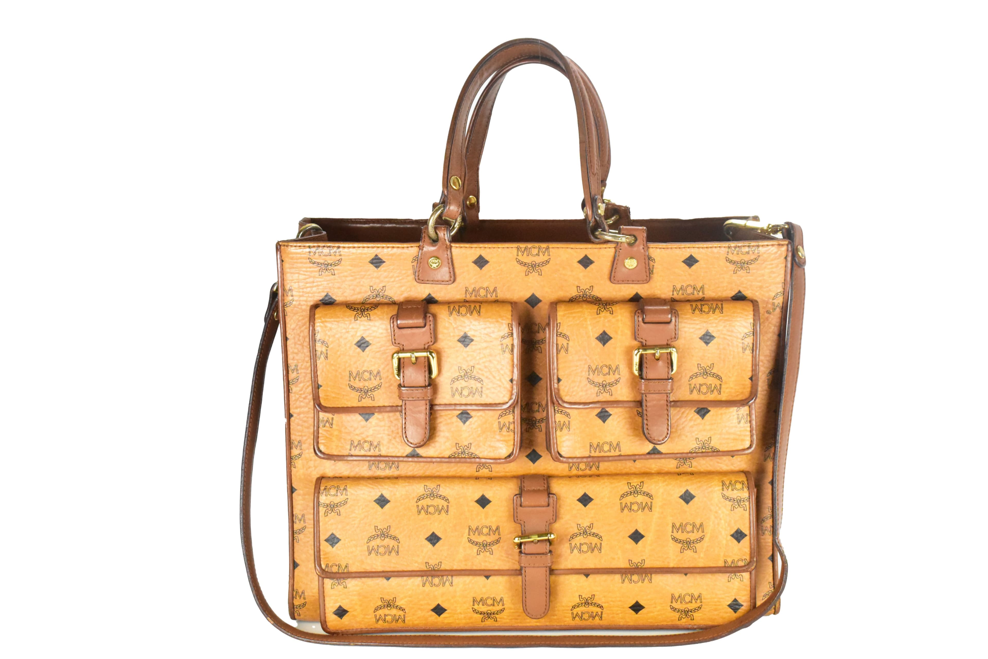 MCM SCHULTERTASCHE UMHÄNGETASCHE vintmarket.de COGNAC LEDER 4489