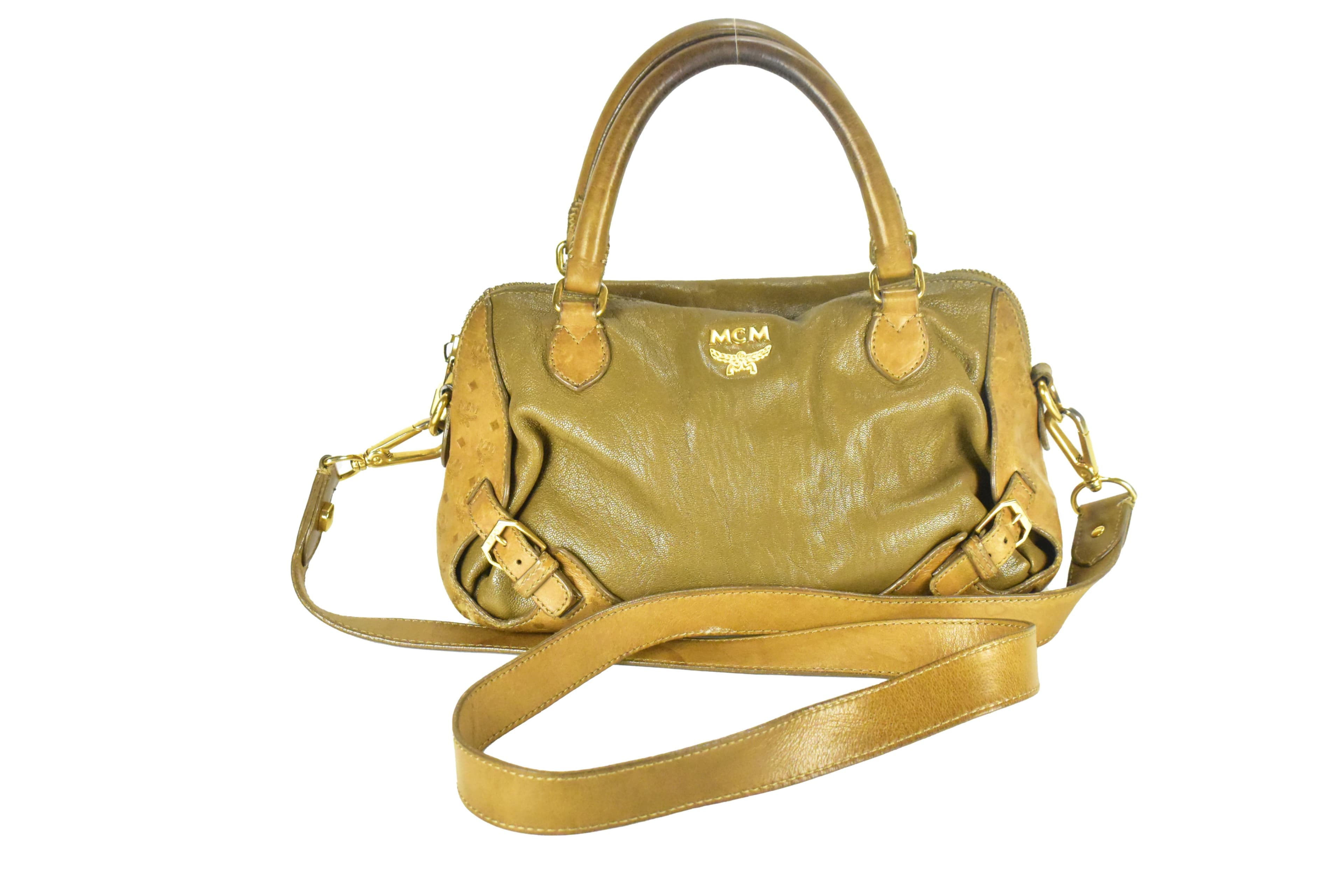✅MCM SCHULTERTASCHE vintmarket-de LEDERTASCHE CROSSBODY GRÜN 4491