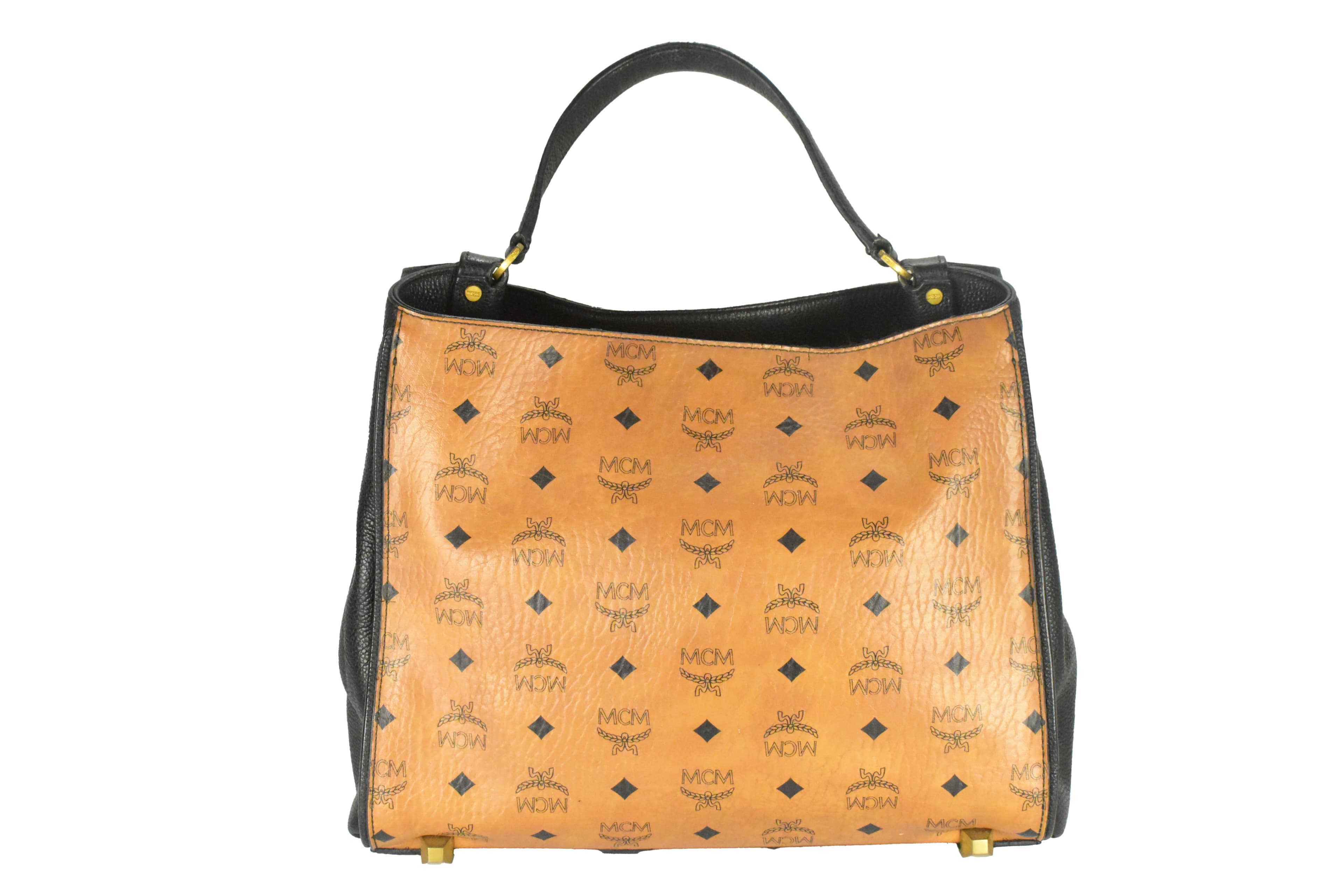 MCM SCHULTERTASCHE CROSSBODY vintmarket.de LEDER COGNAC 4492