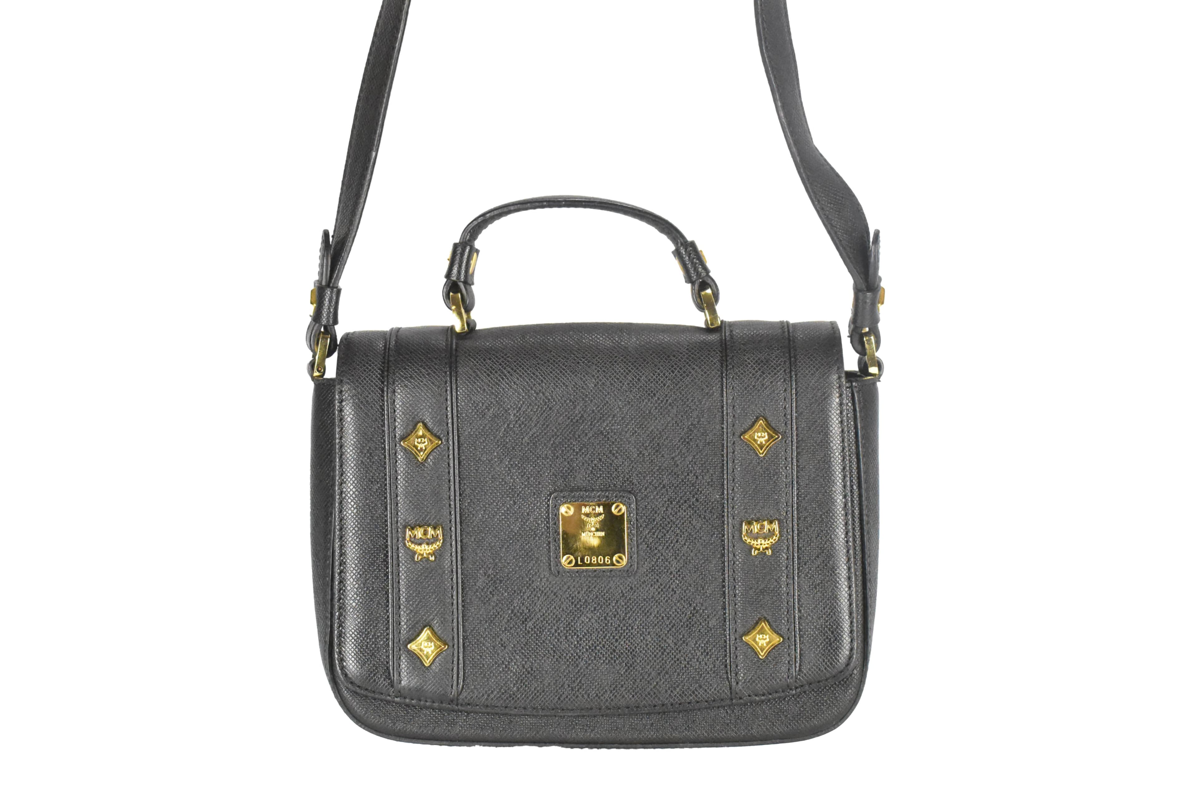 ✅MCM TASCHE SCHULTERTASCHE HANDTASCHE CROSSBODY SCHWARZ 4493