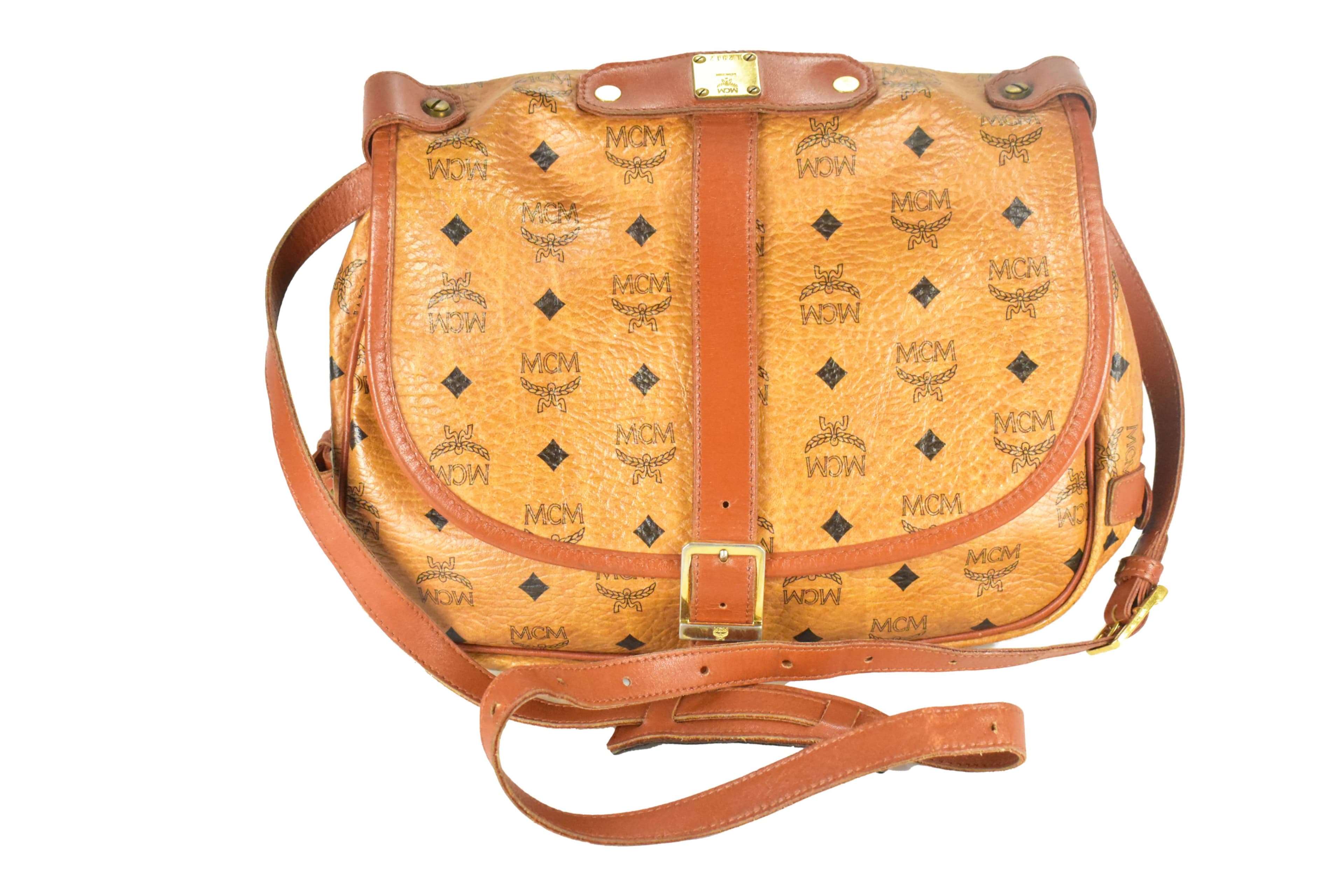✅MCM SATTELTASCHE vintmarket.de UMHÄNGETASCHE LEDER COGNAC 4495
