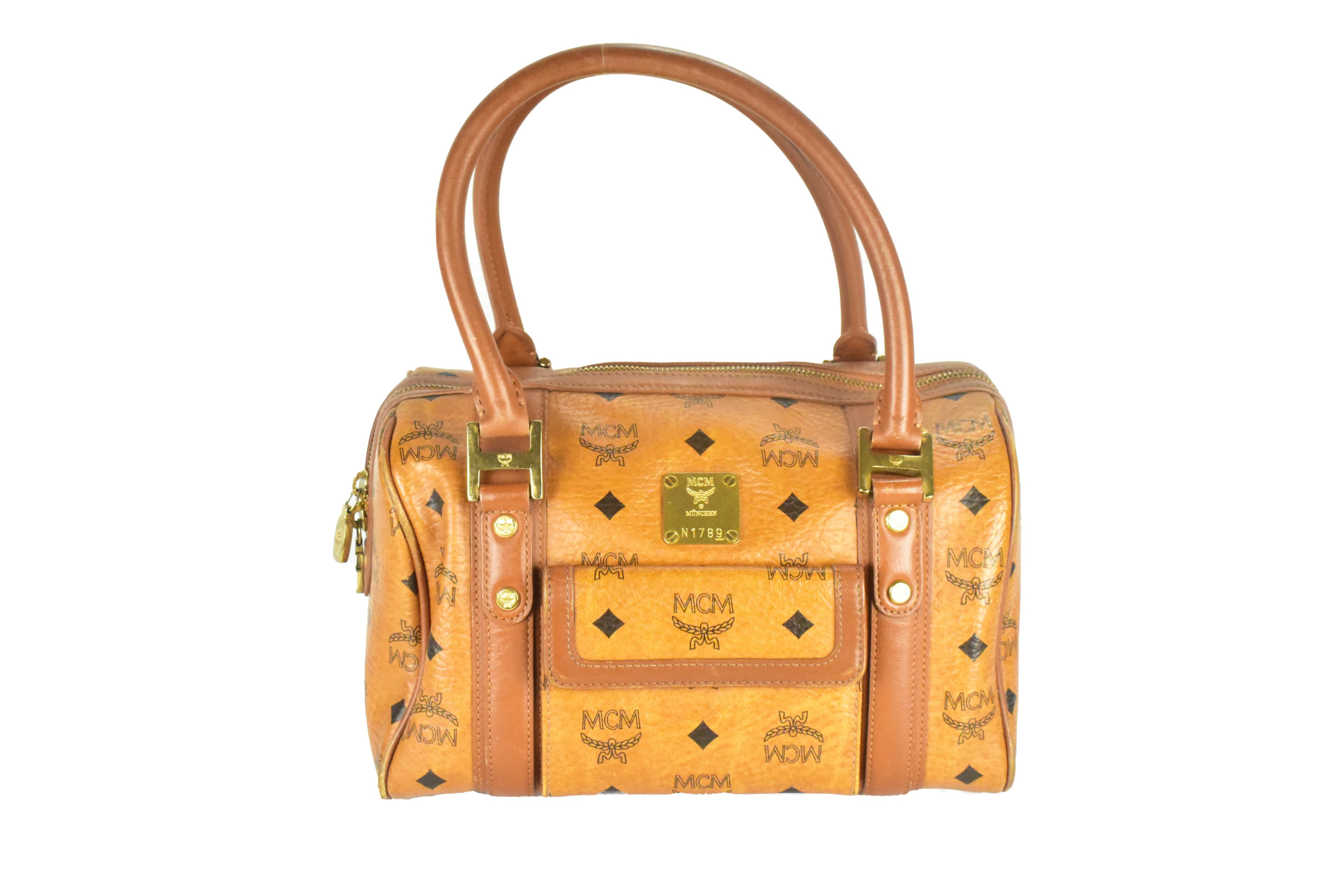 MCM TASCHE vintmarket.de HANDTASCHE BOSTON LEDER COGNAC 4500