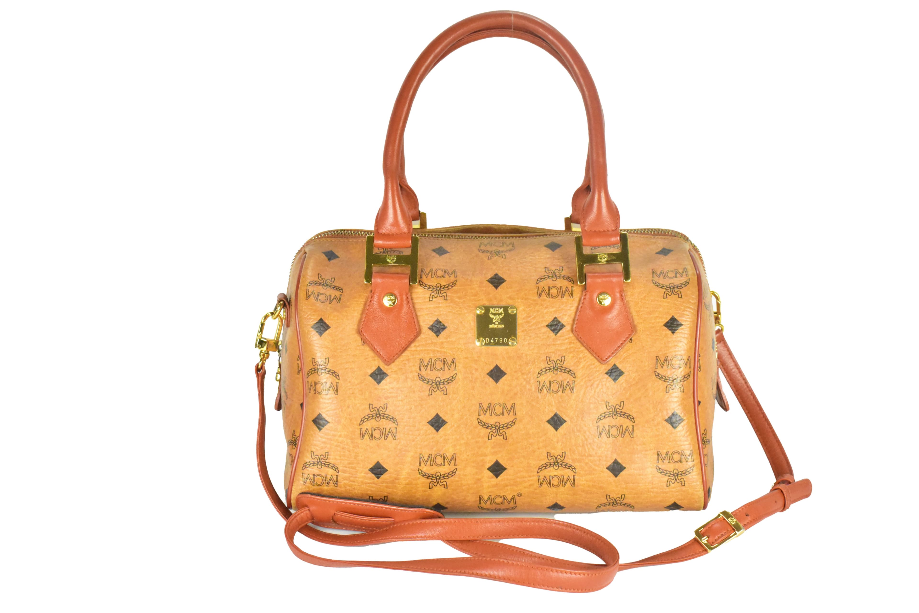 ✅MCM TASCHE UMHÄNGETASCHE vintmarket.de BOSTON LEDER COGNAC 4501