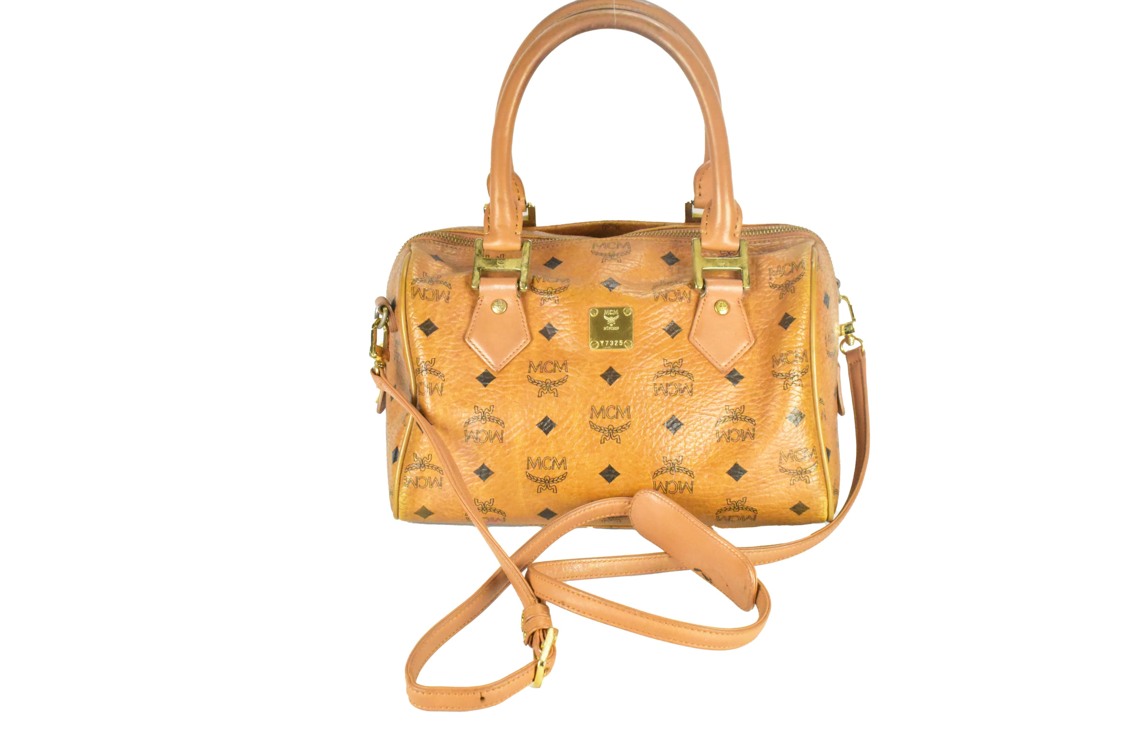 ✅MCM TASCHE UMHÄNGETASCHE vintmarket.de BOSTON LEDER COGNAC 4503