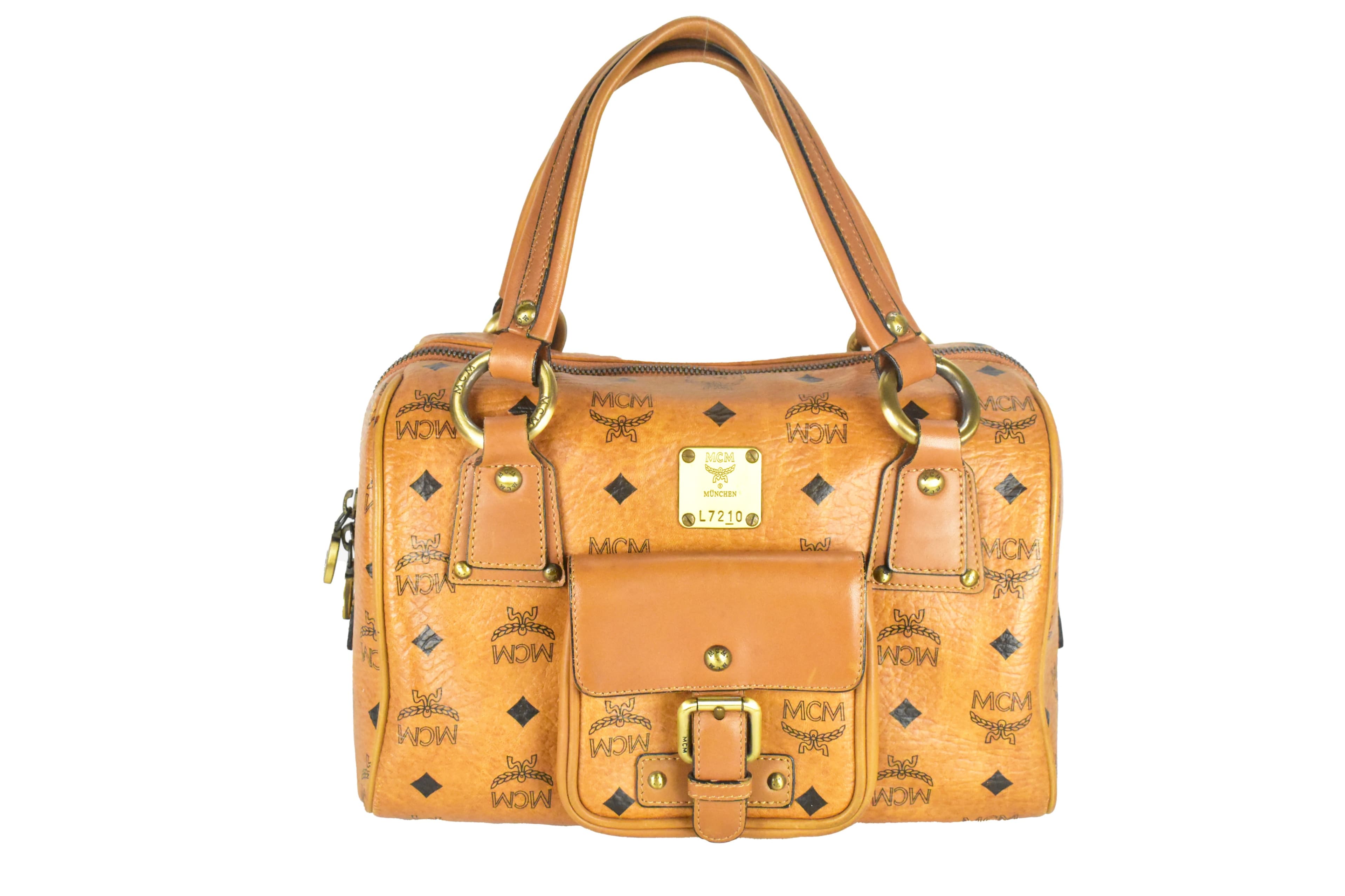 MCM TASCHE vintmarket.de HANDTASCHE BOSTON LEDER COGNAC 4504
