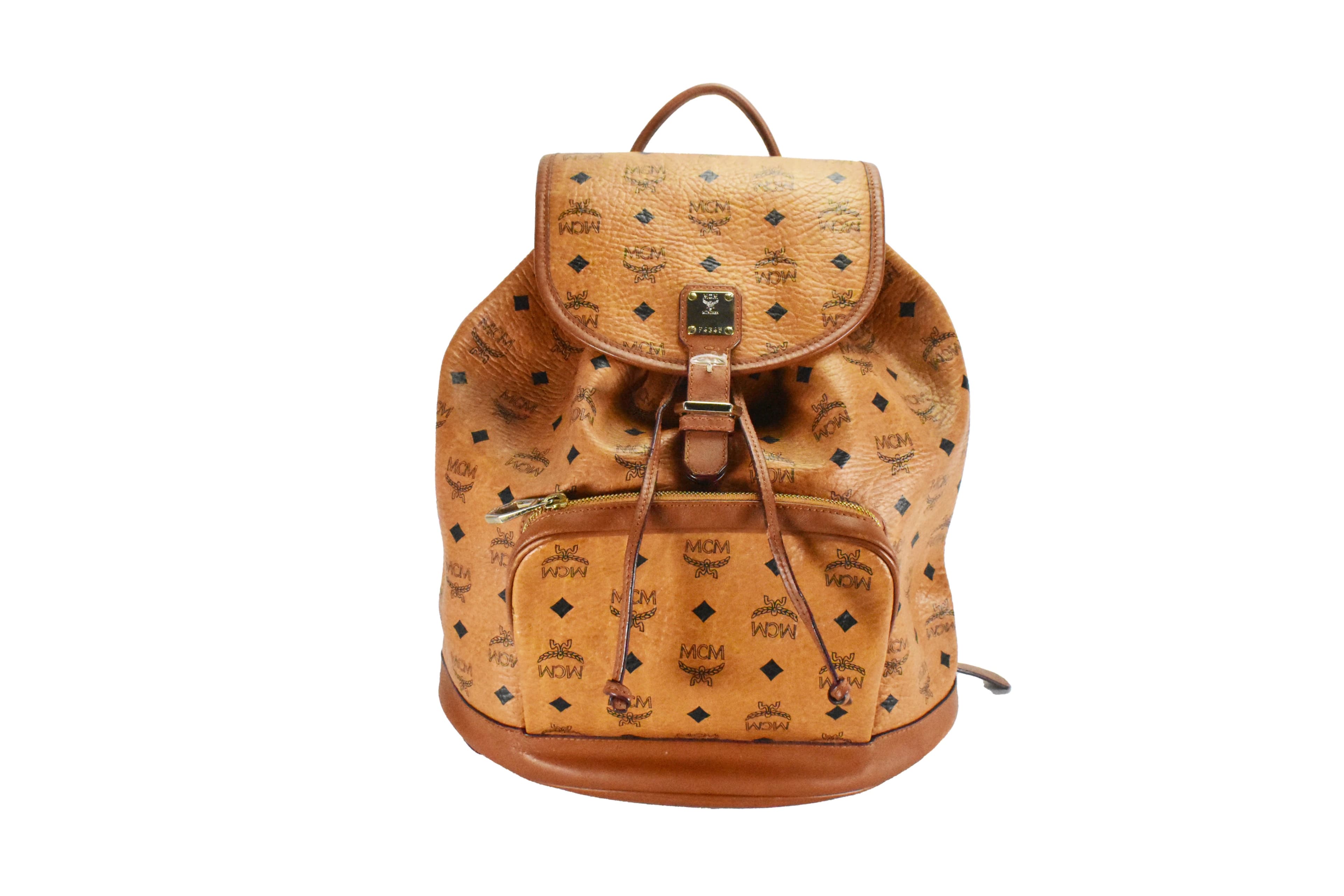 ✅MCM RUCKSACK vintmarket.de LEDERRUCKSACK LEDER COGNAC 4591