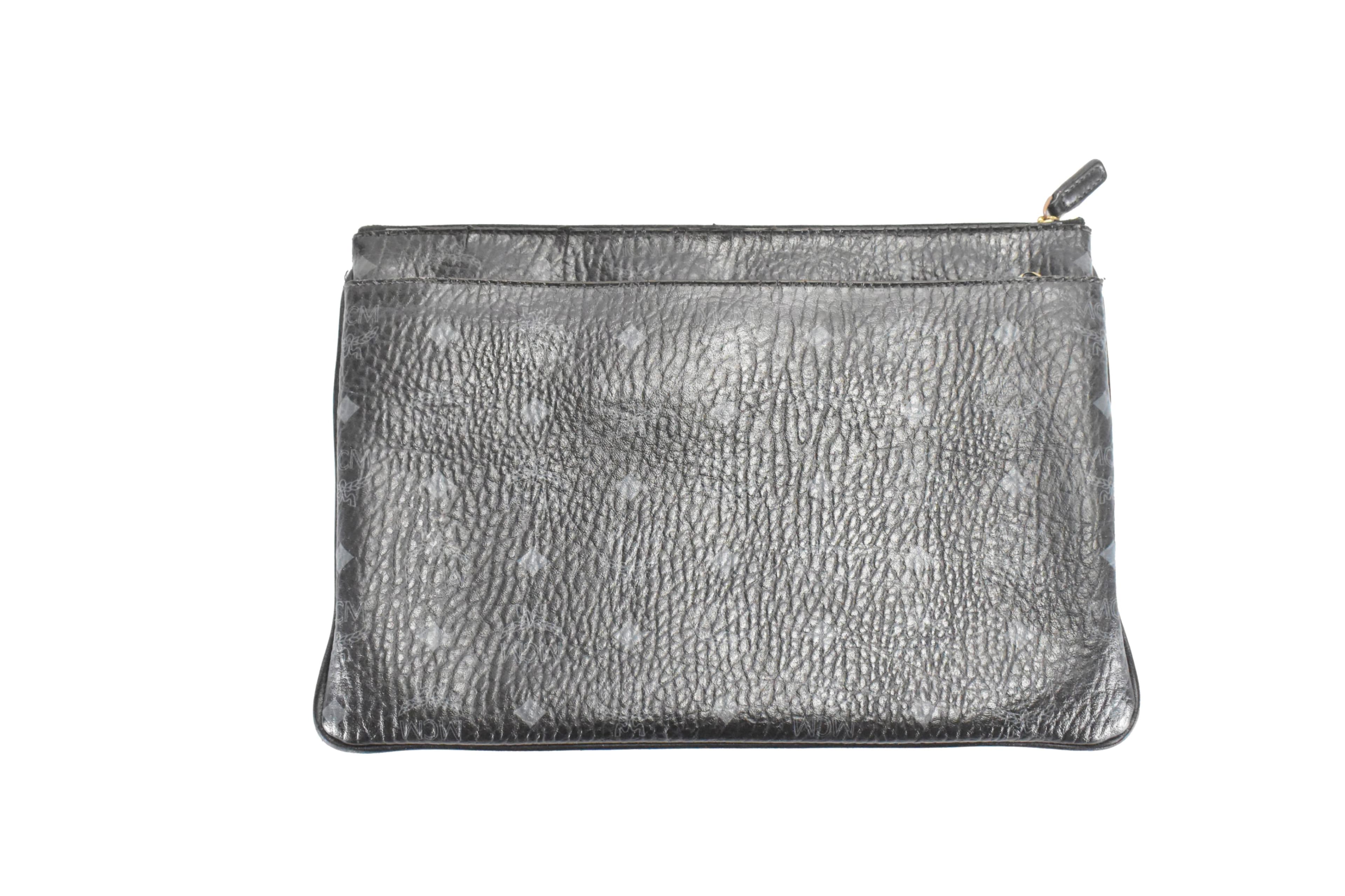 ✅MCM CLUTCH TASCHE vintmarket.de HANDTASCHE SCHWARZ LEDER 4579