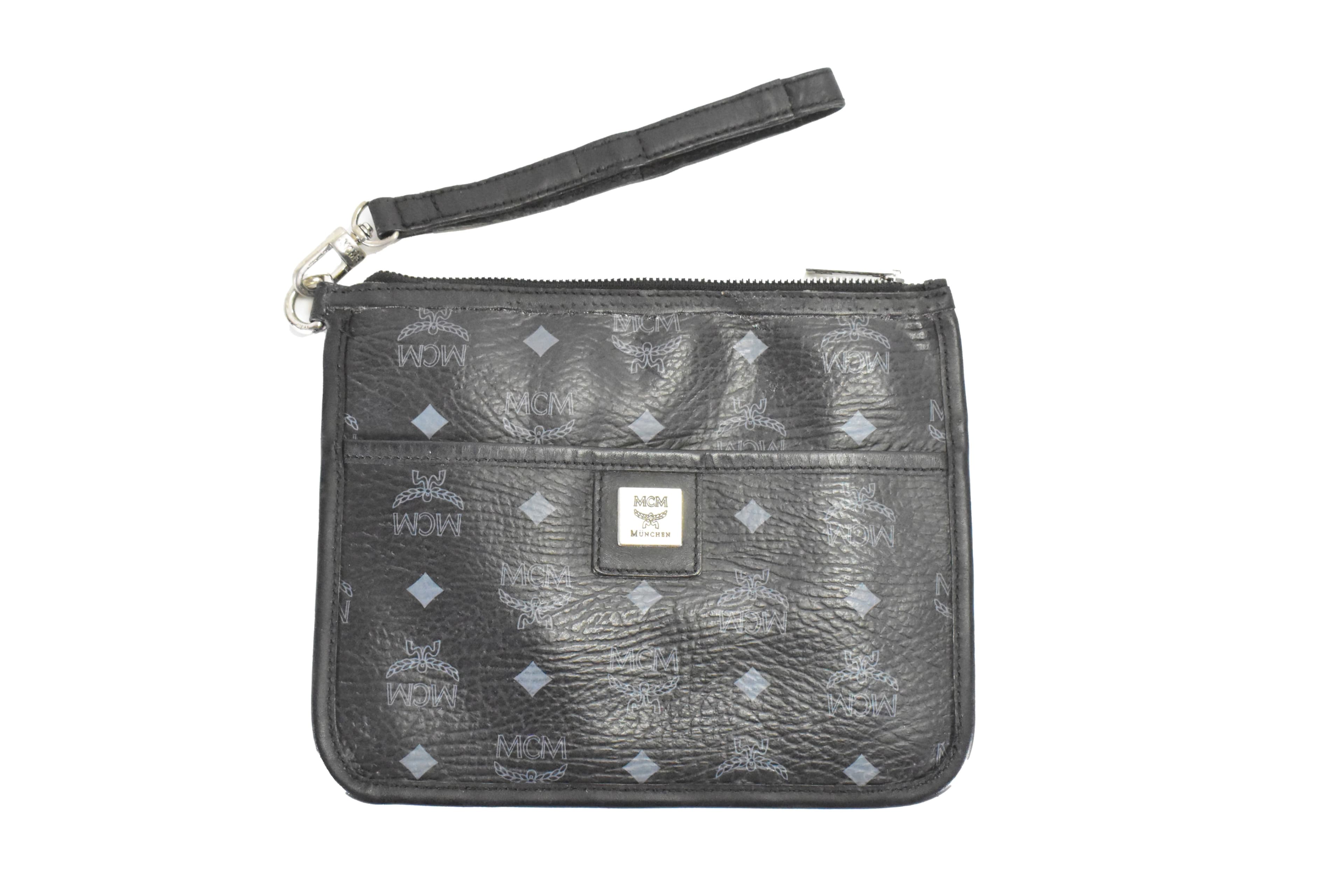 ✅MCM CLUTCH TASCHE vintmarket.de HANDTASCHE SCHWARZ LEDER 4580