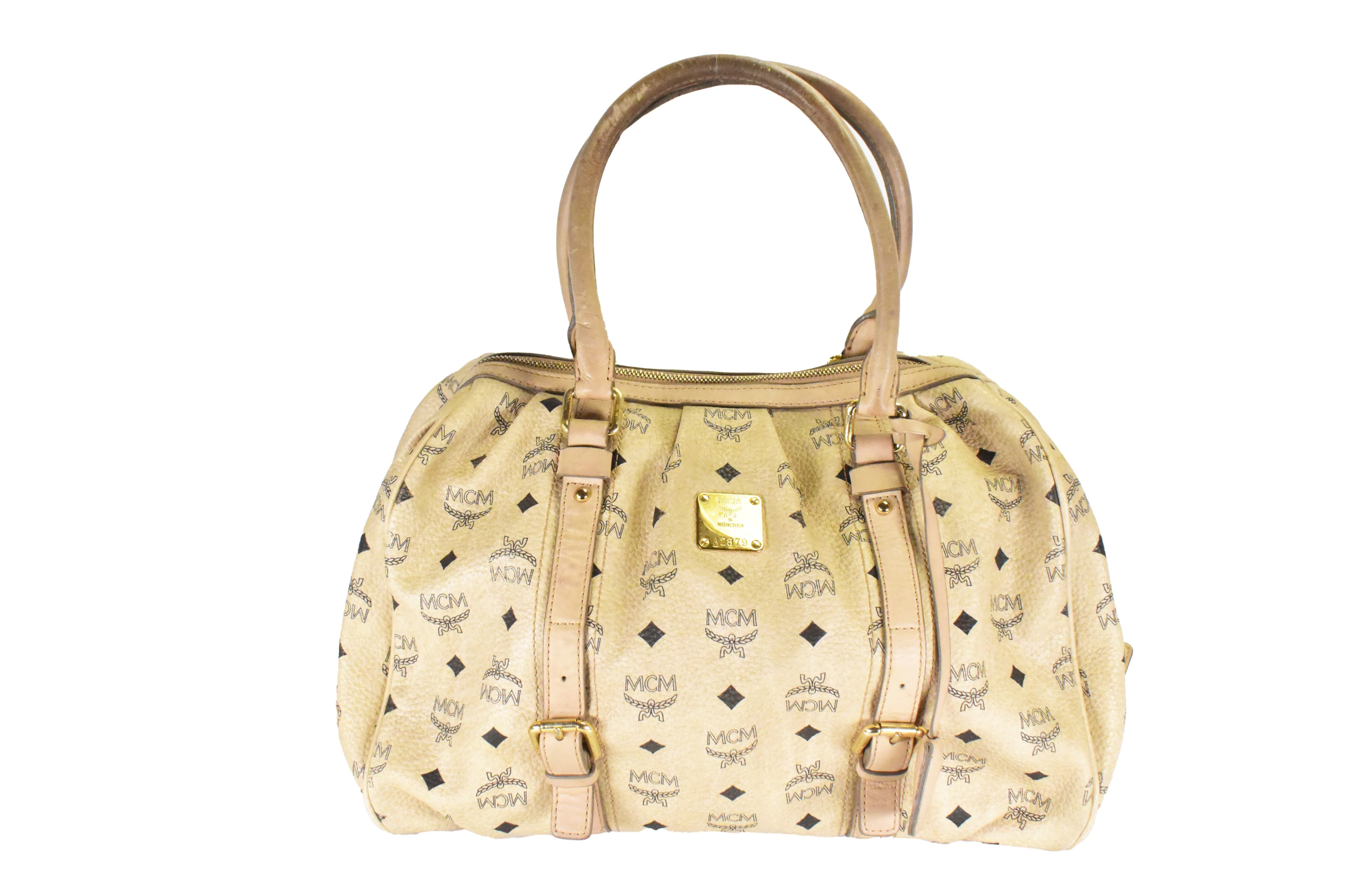 ✅MCM SCHULTERTASCHE vintmarket.de BOWLING TASCHE BEIGE 4634