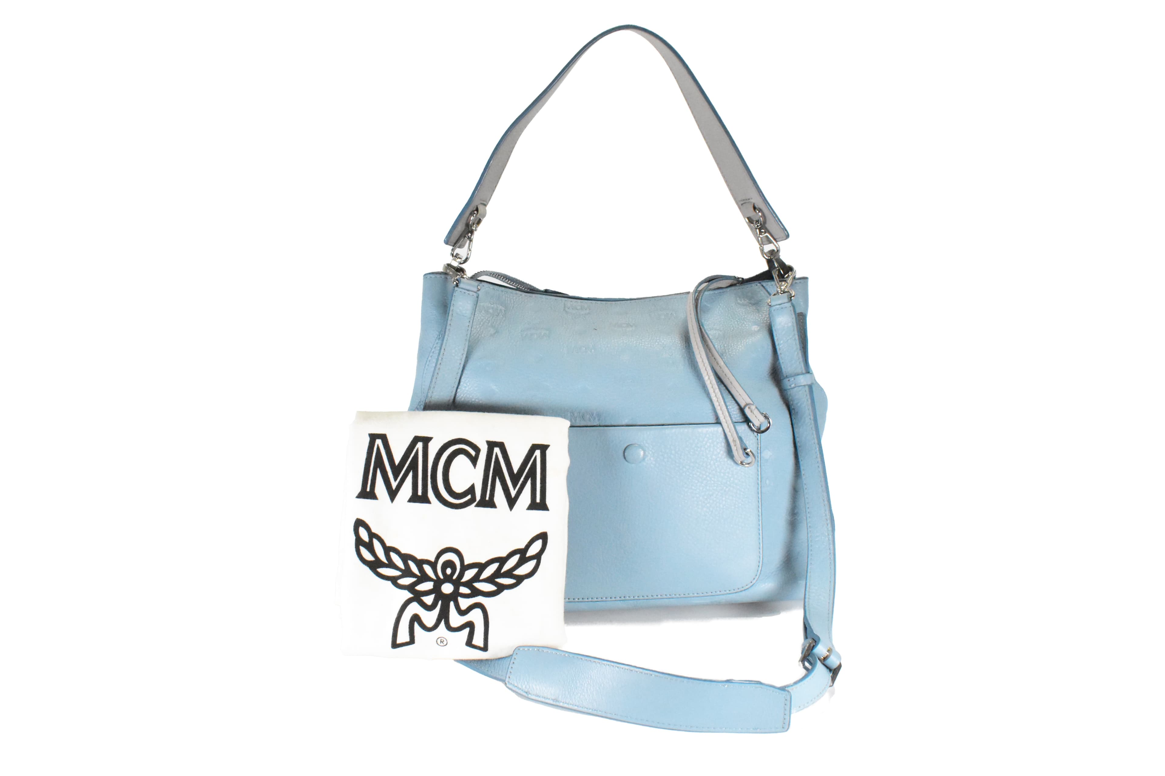 MCM MODELL: KLARA SCHULTERTASCHE TASCHE BLAU LEDER 4637
