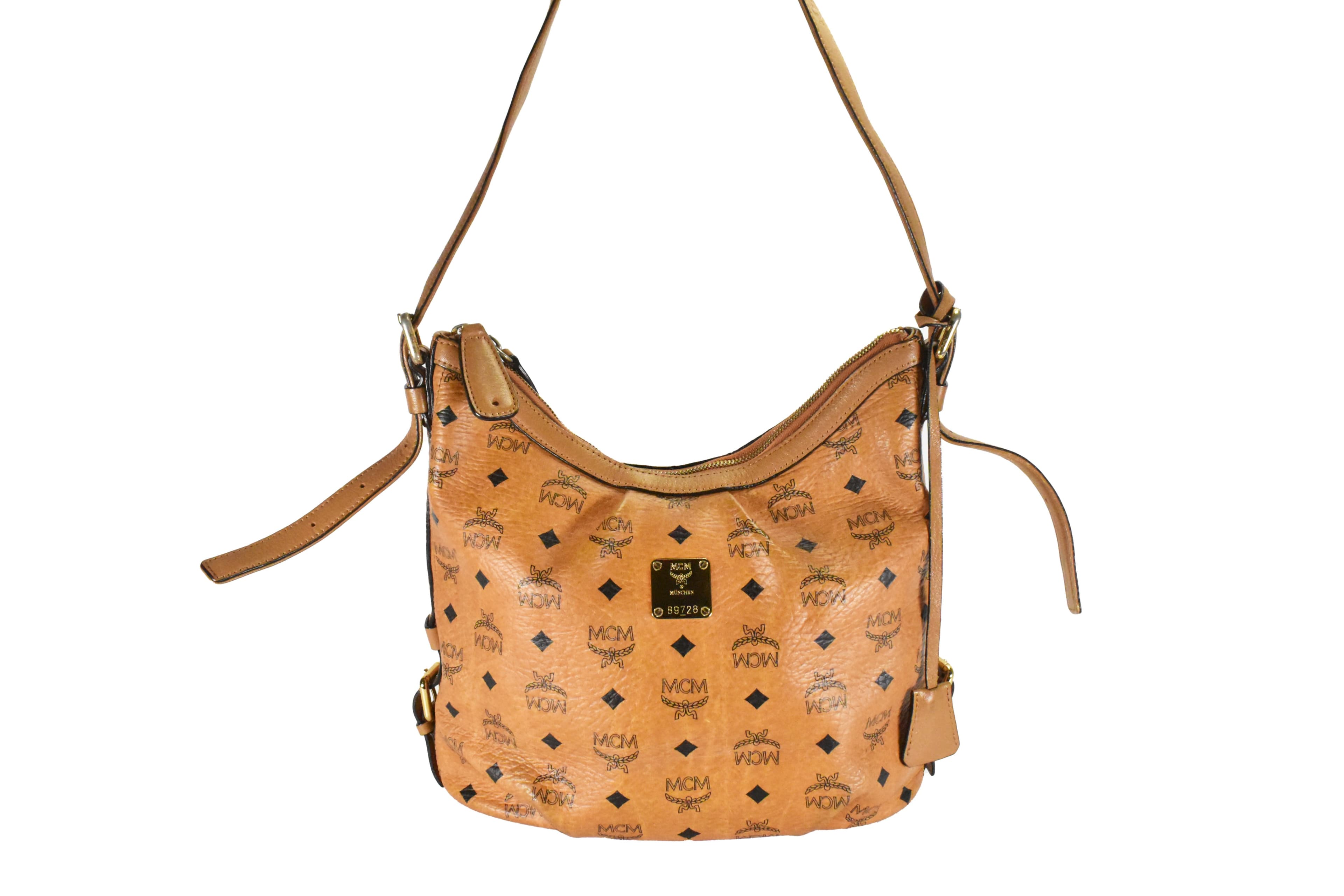 MCM UMHÄNGETASCHE vintmarket.de CROSSBODY KLEIN HOBO COGNAC 4682