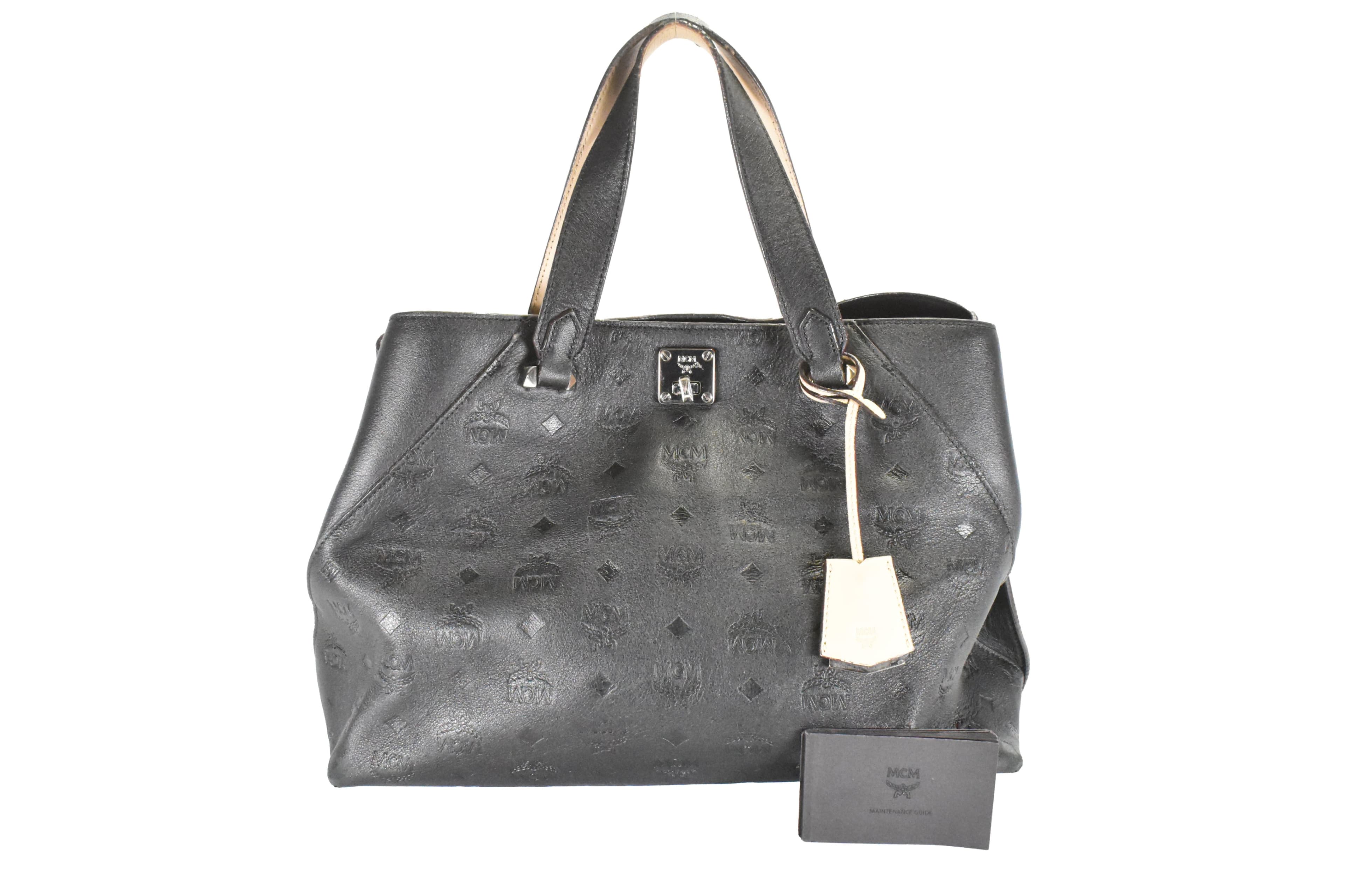 MCM TASCHE vintmarket.de HANDTASCHE BOSTON LEDER SCHWARZ 4688