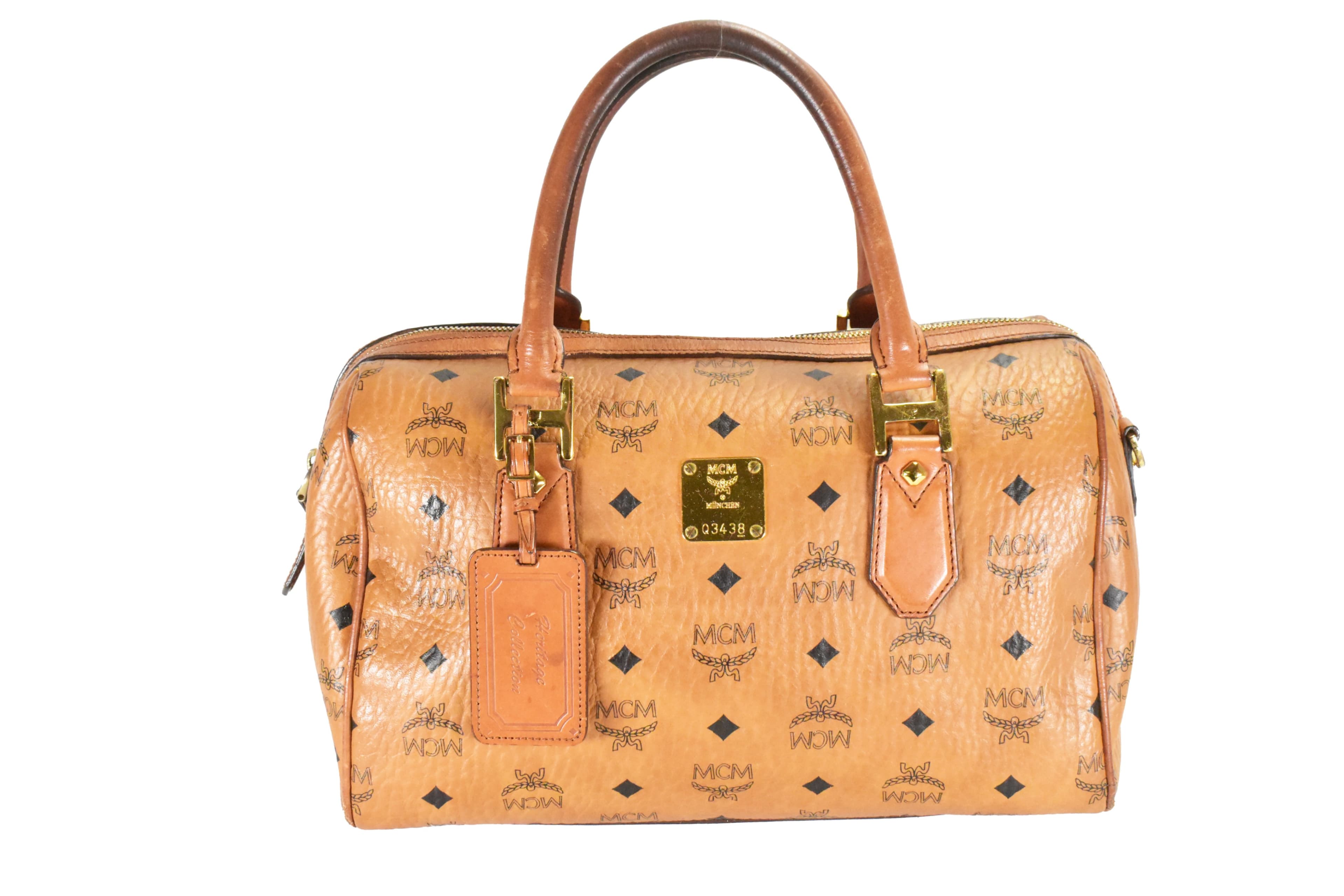 ✅MCM TASCHE HANDTASCHE BOSTON CROSSBODY COGNAC LEDER 4693