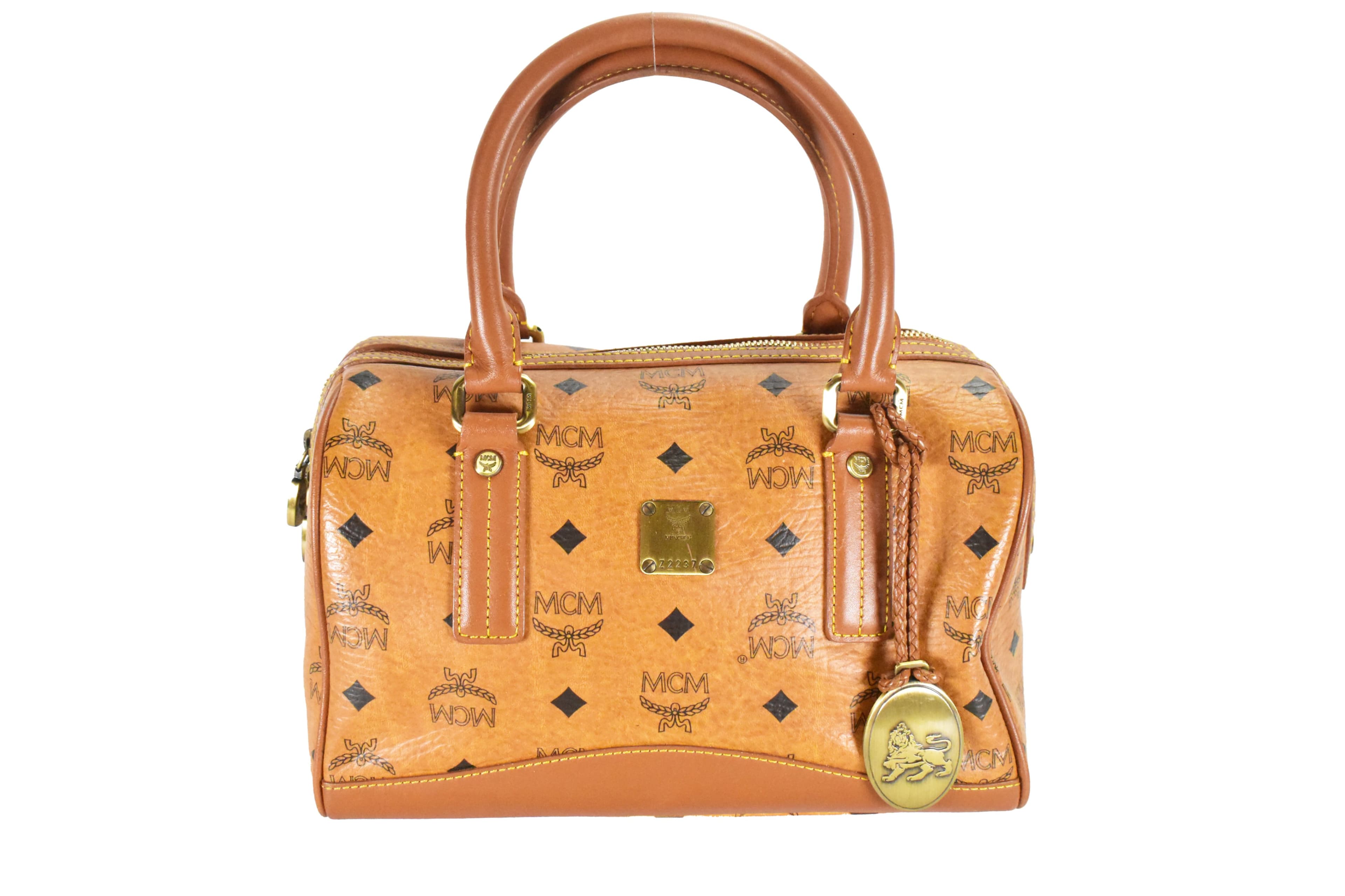 ✅MCM TASCHE vintmarket-de HANDTASCHE BOSTON LEDER COGNAC 4696