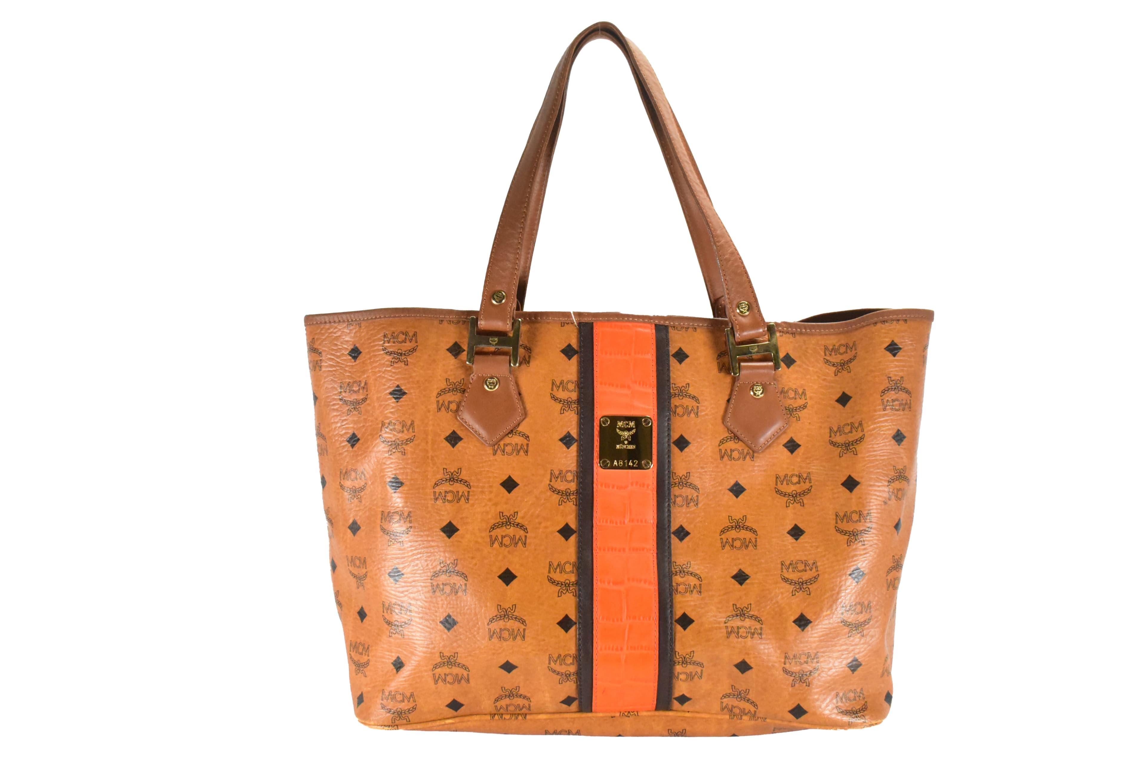 ✅ MCM SHOPPER MEDIUM vintmarket.de SCHULTERTASCHE COGNAC ROT 4716