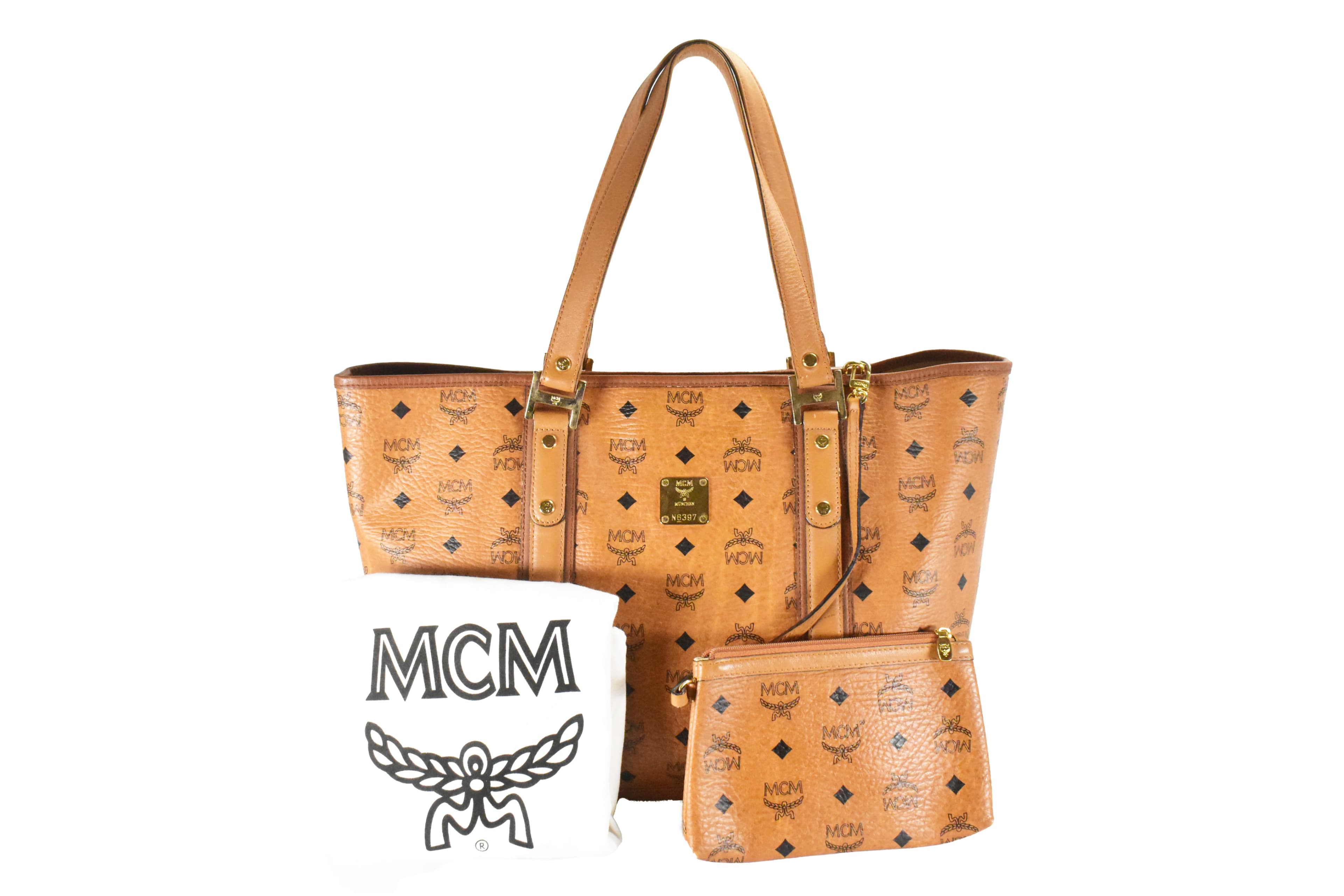 MCM SHOPPER MEDIUM vintmarket.de SCHULTERTASCHE COGNAC GOLD 4717