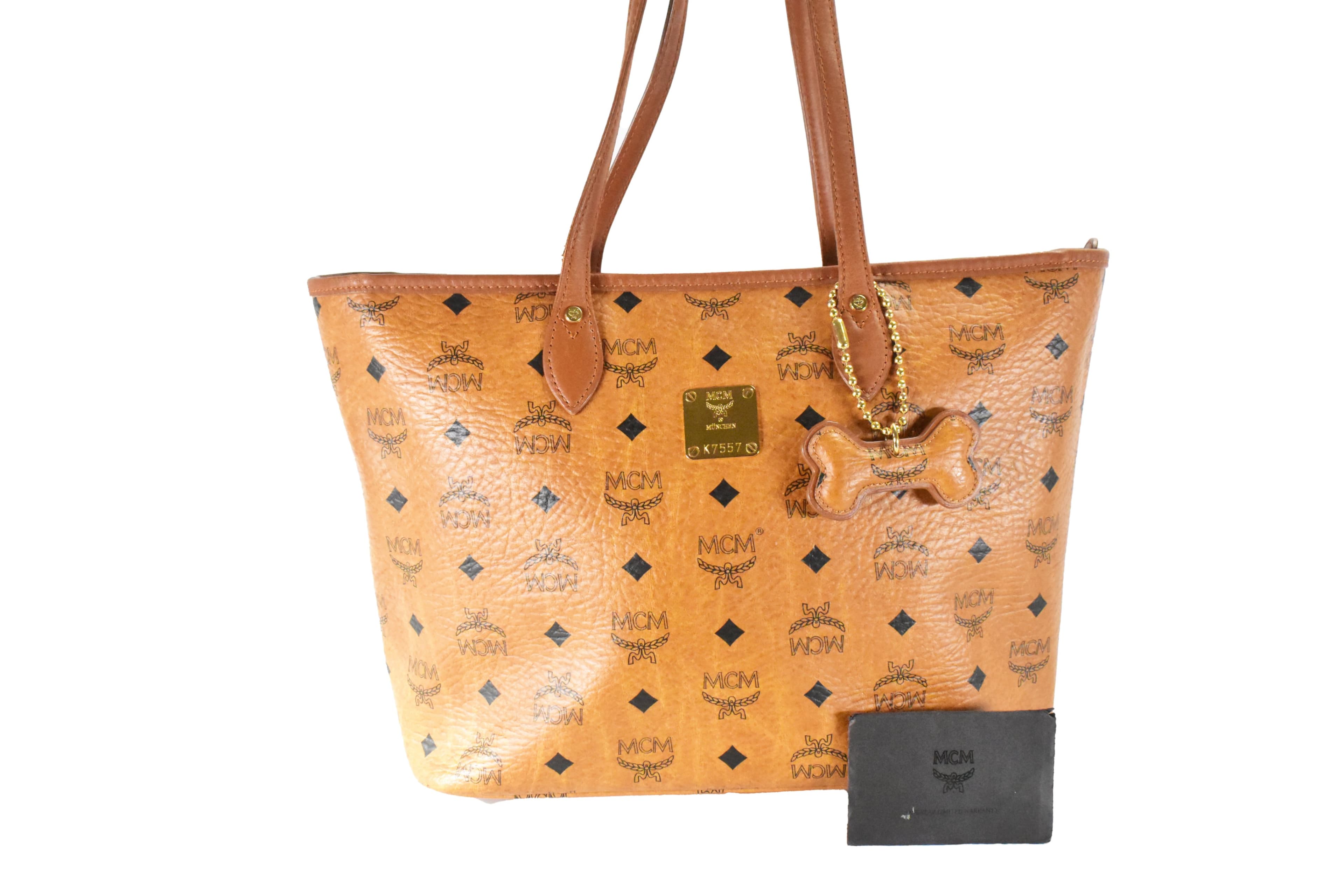 MCM TASCHE SCHULTERTASCHE vintmarket.de SHOPPER KLEIN COGNAC 4719