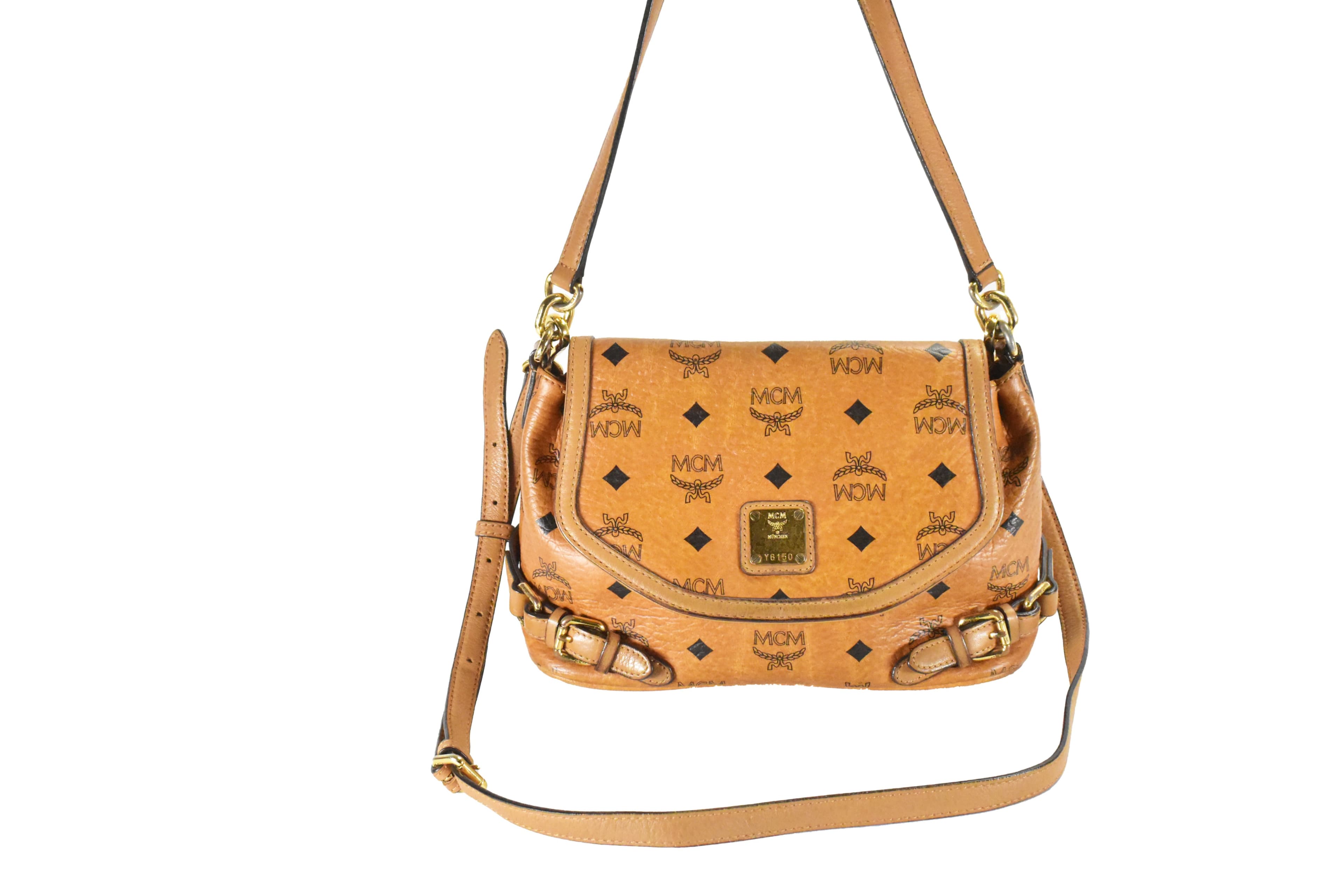 MCM CROSSBODY vintmarketde SATTELTASCHE UMHÄNGETASCHE COGNAC 4722