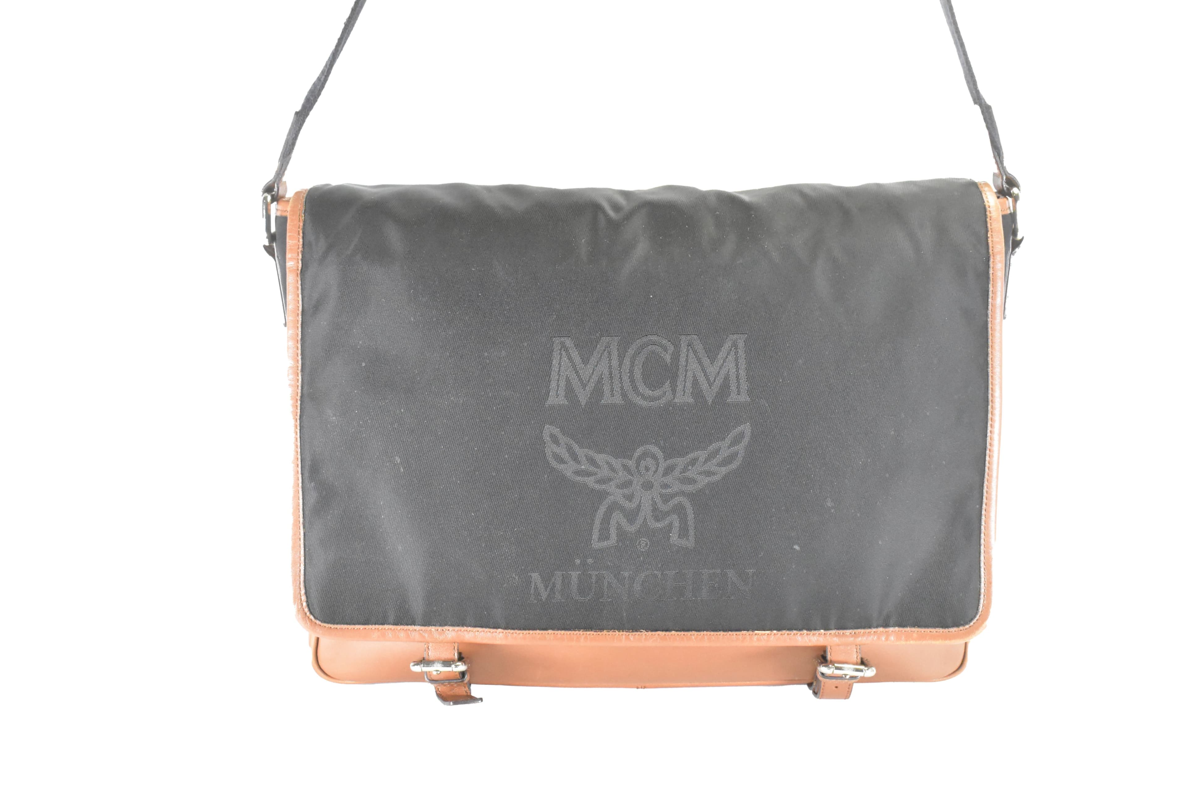 ✅MCM AKTENTASCHE XL vintmarket.de SCHULTERTASCHE SCHWARZ 4730