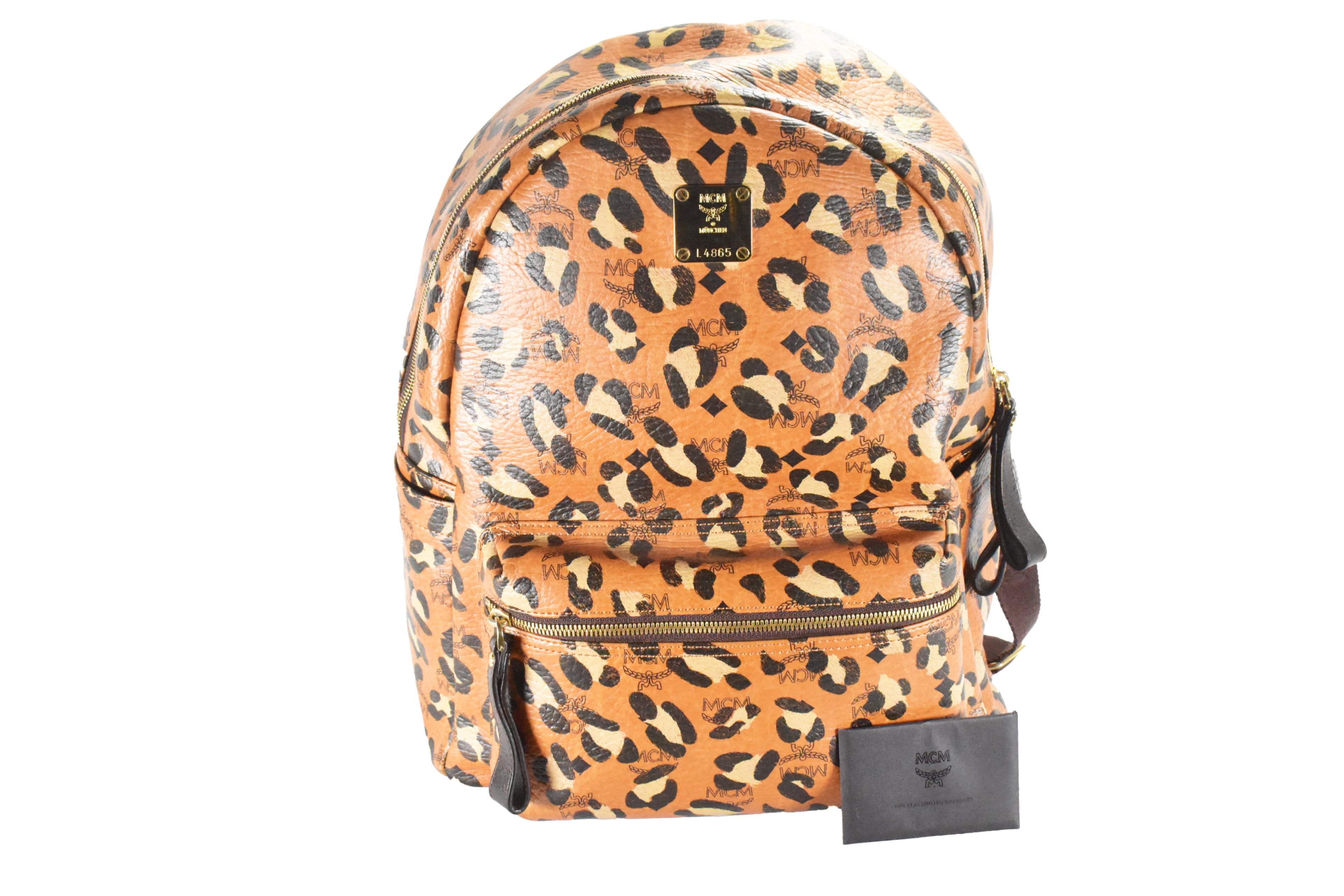MCM RUCKSACK vintmarket.de HERREN DAMEN COGNAC LEOPARD 4742