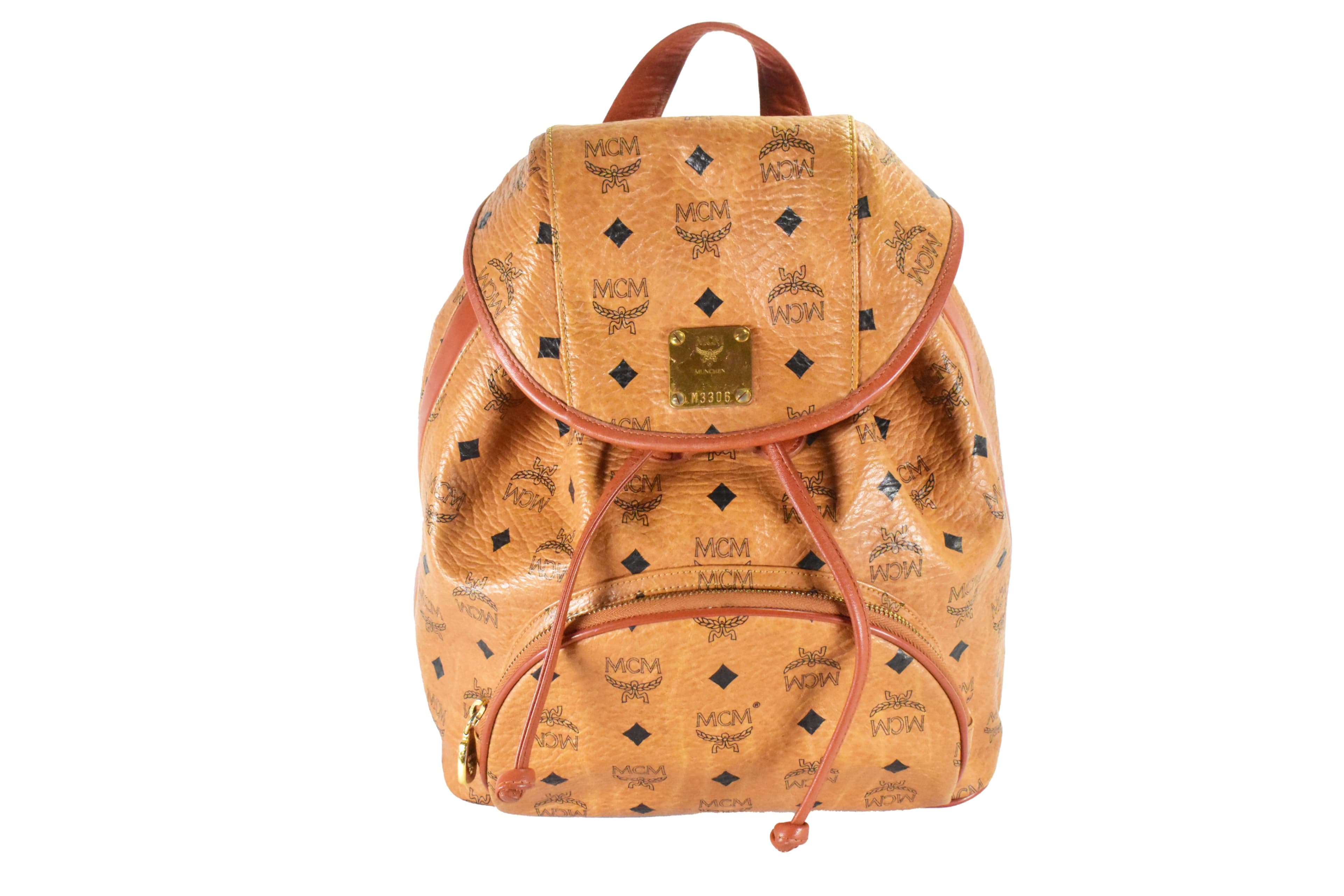 ✅MCM RUCKSACK TASCHE LEDERTASCHE vintmarket.de LEDER COGNAC 4743