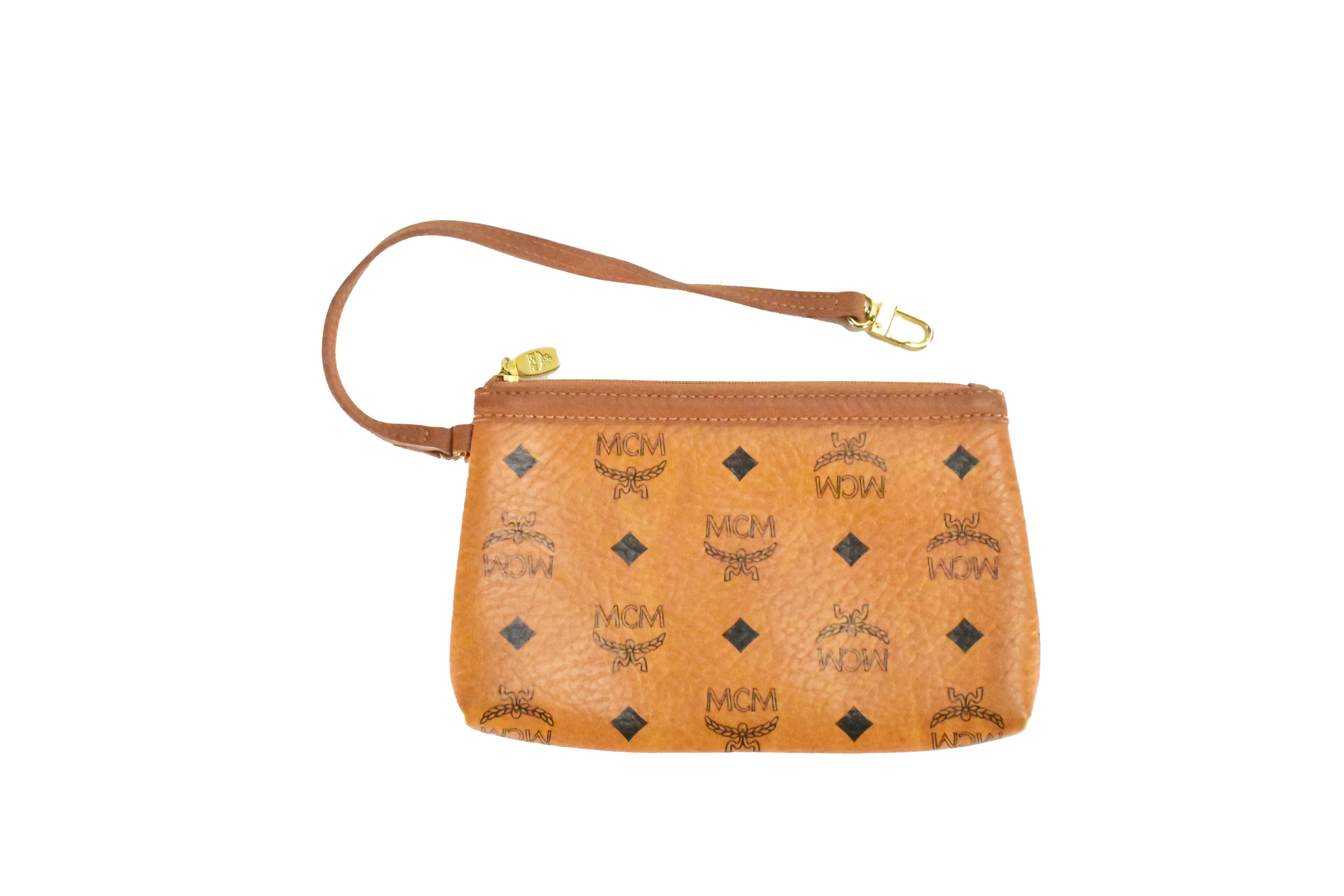 ✅MCM POUCH vintmarket.de POCHETTE POCHETE TASCHE COGNAC/GOLD 4745