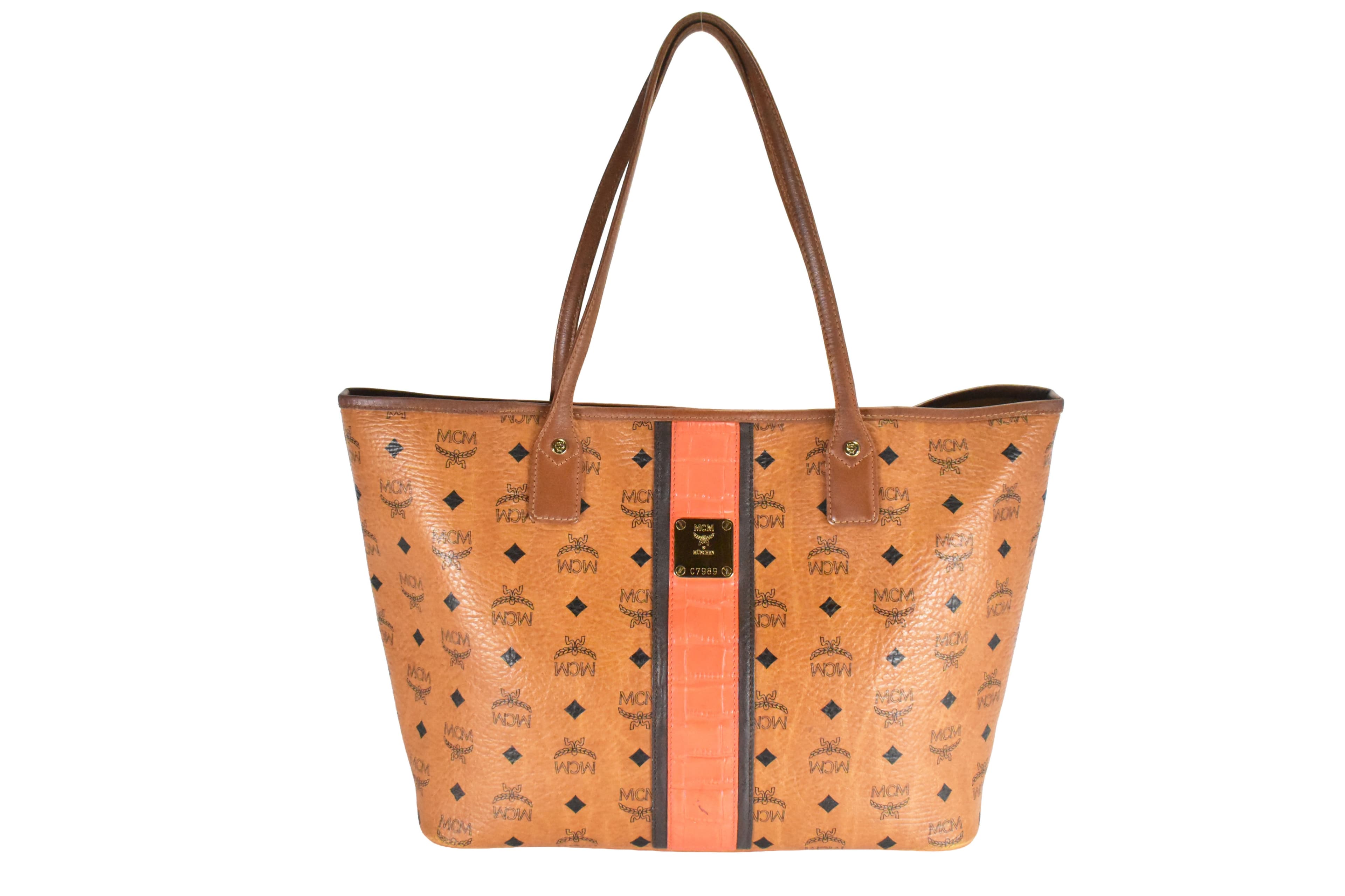 ✅MCM SHOPPER MEDIUM vintmarket.de SCHULTERTASCHE COGNAC ROT 4757