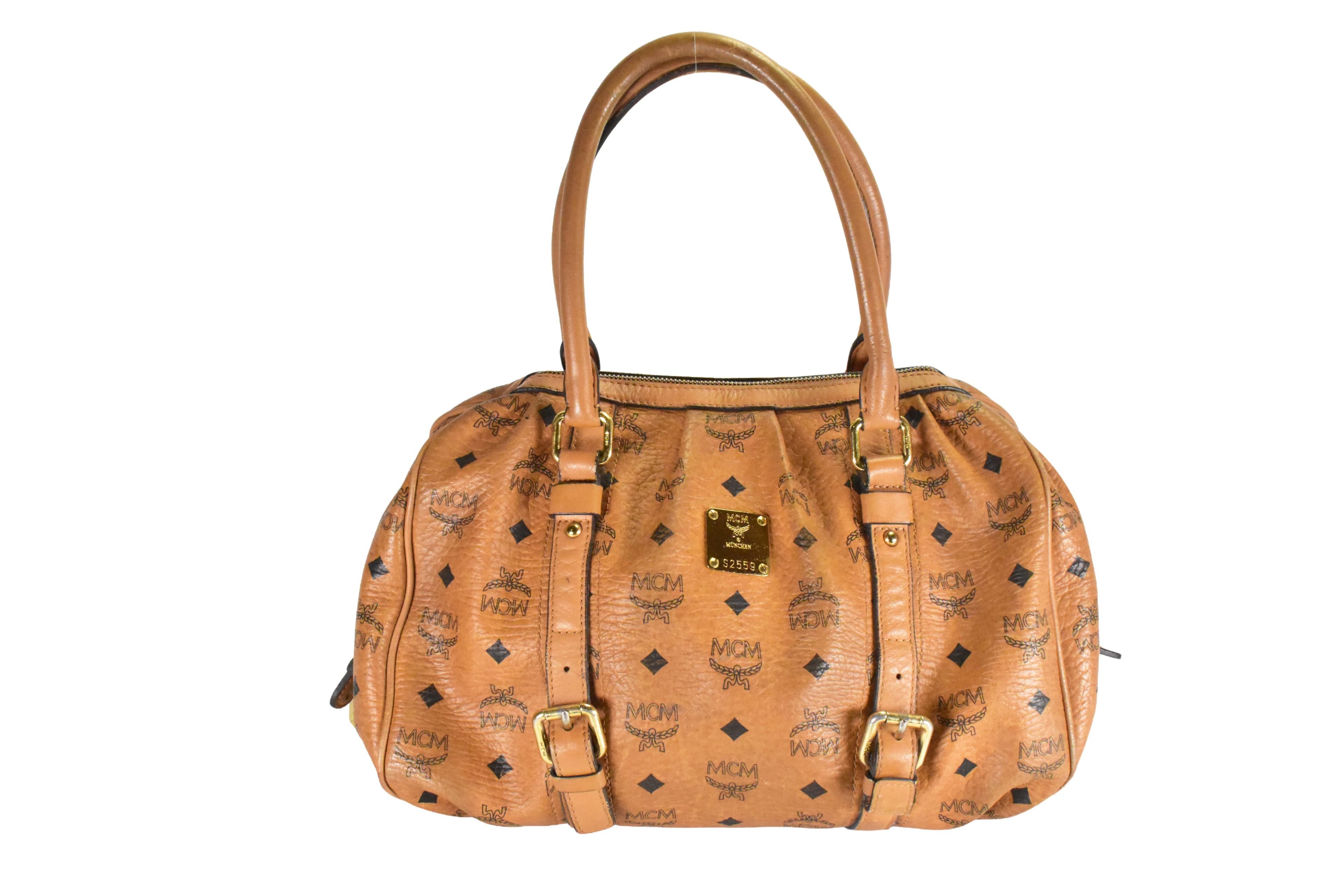 ✅MCM SCHULTERTASCHEvintmarket.de LEDERTASCHE COGNAC 4767