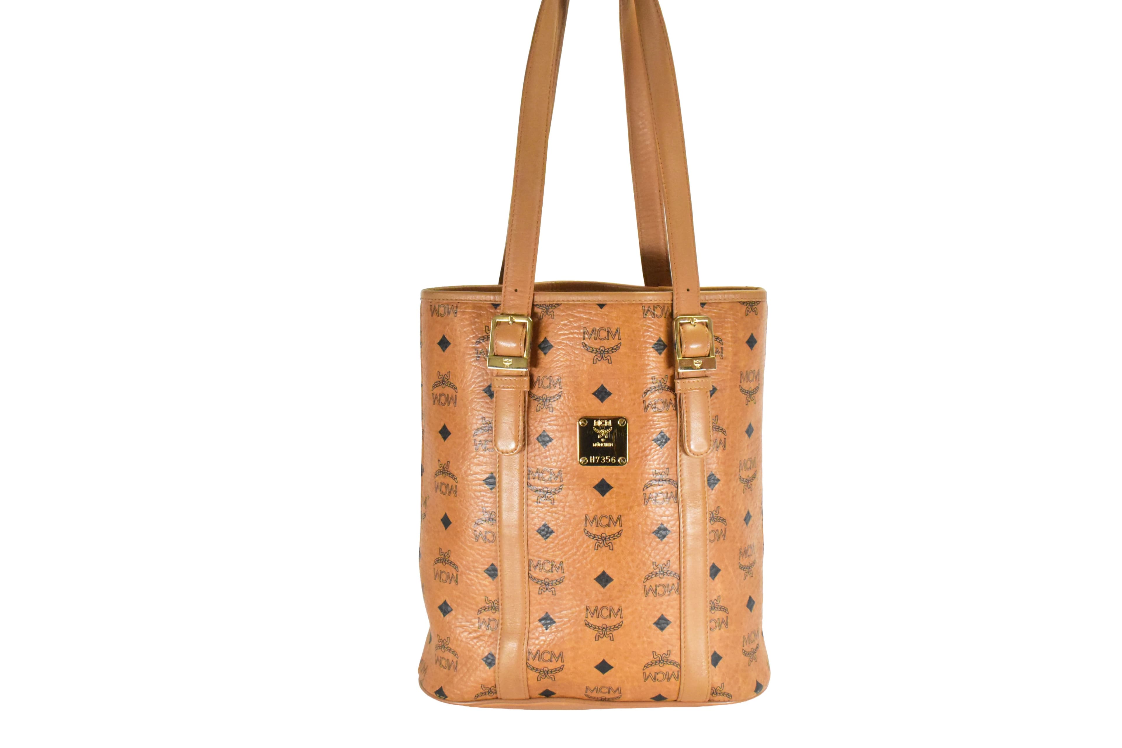 MCM HANDTASCHE vintmarket.de LEDERTASCHE SHOPPER COGNAC 4770