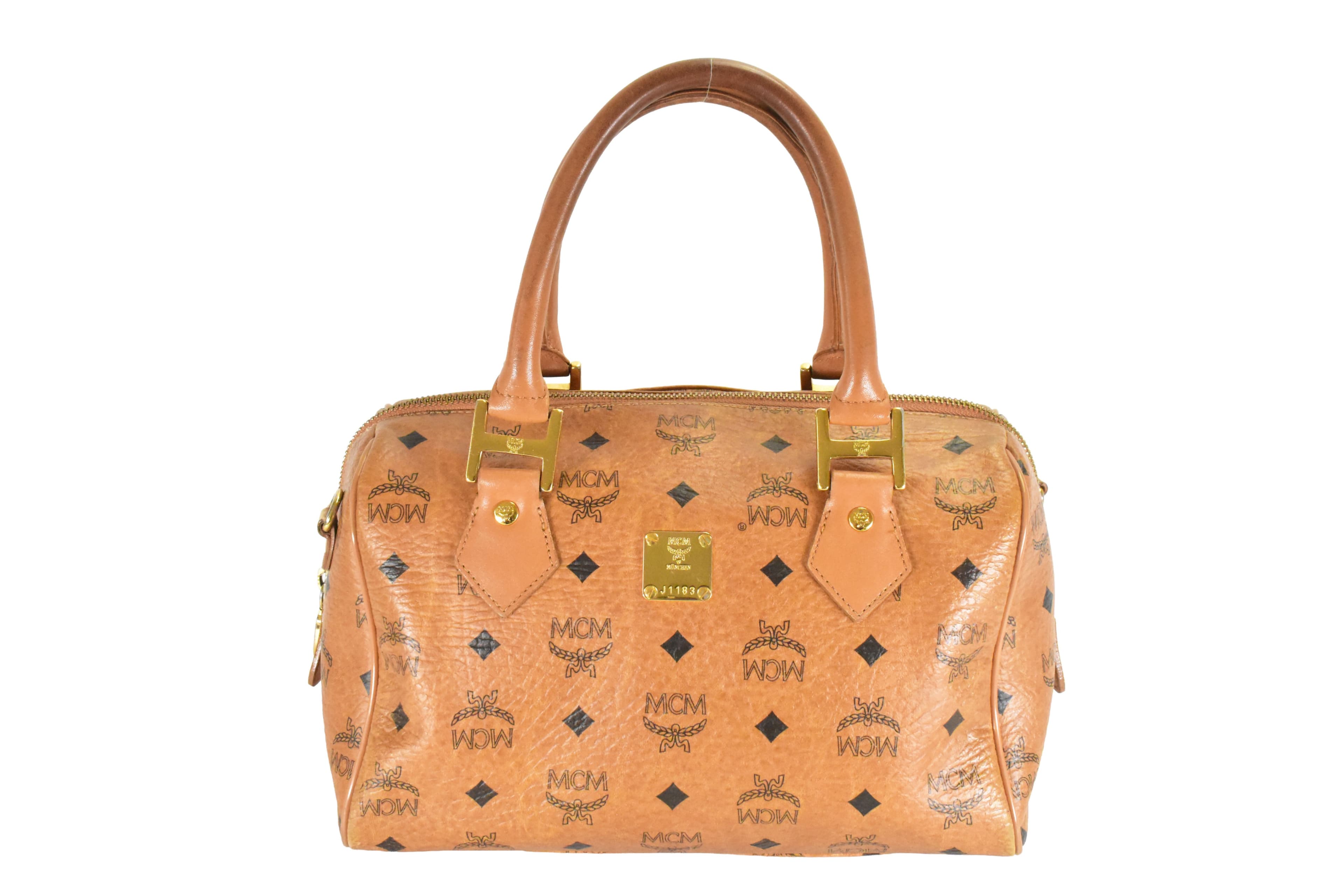 ✅MCM TASCHE HANDTASCHE BOSTON CROSSBODY COGNAC LEDER 4780