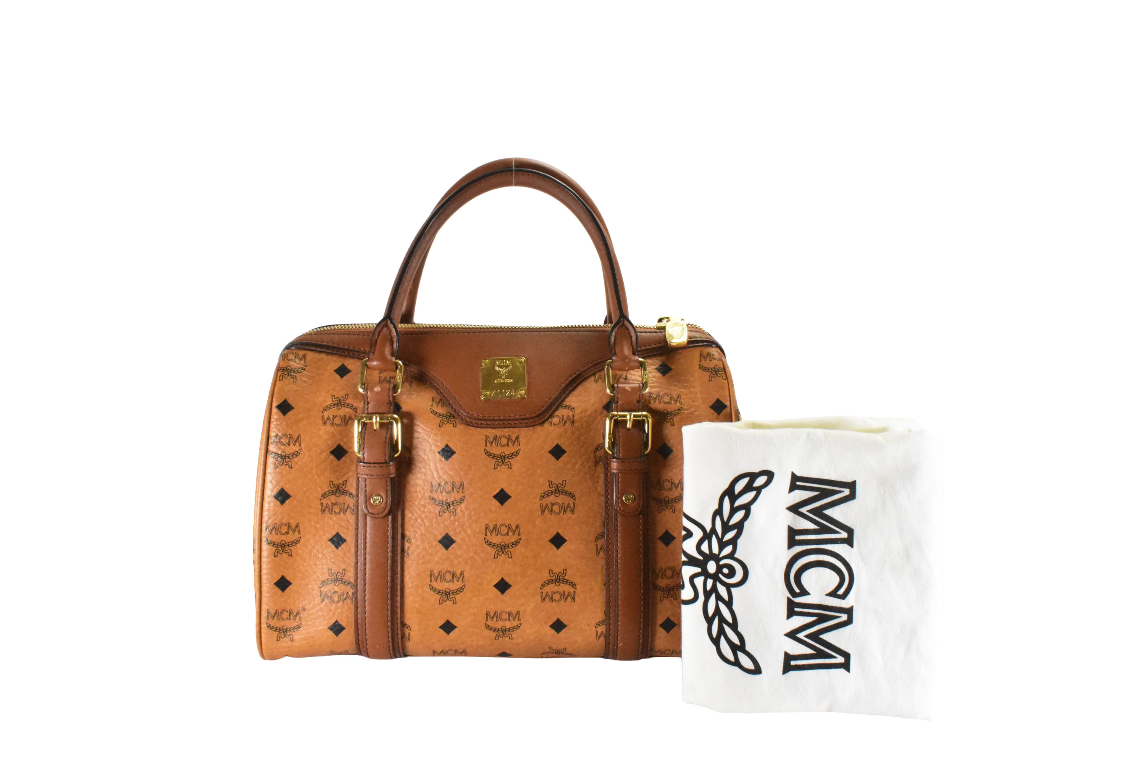 ✅MCM TASCHE vintmarket.de HANDTASCHE BOWLING LEDER COGNAC 4800