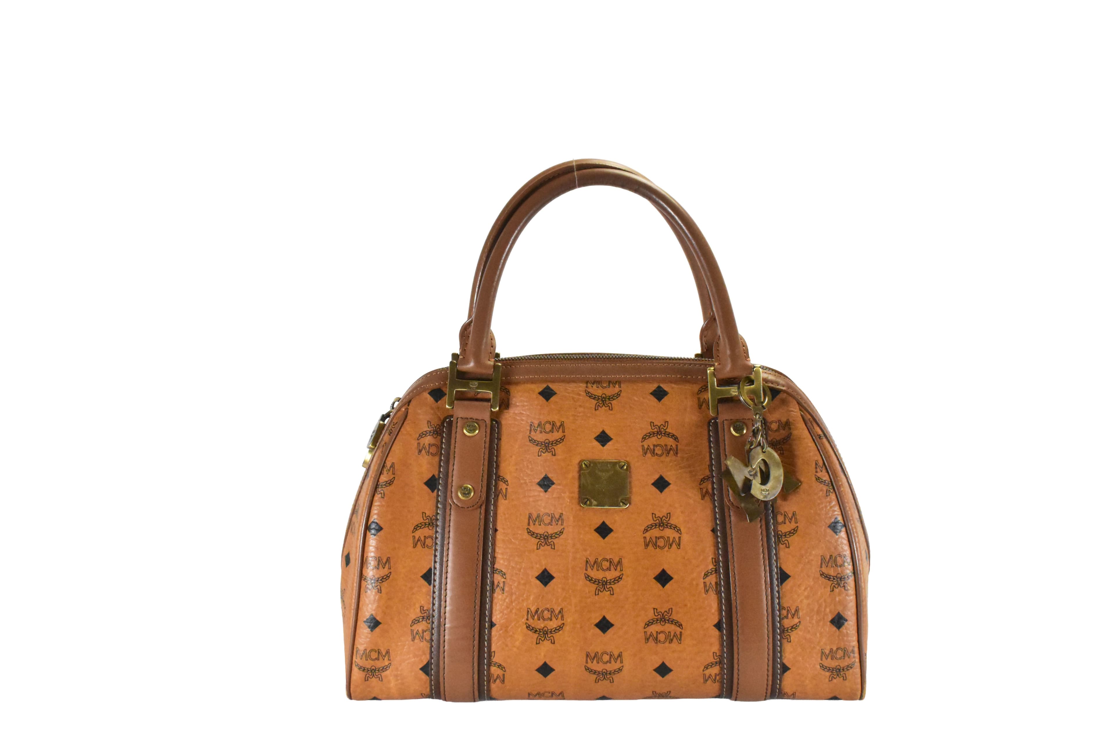 ✅MCM HANDTASCHE TASCHE vintmarket.de LEDER BOWLING COGNAC 4801