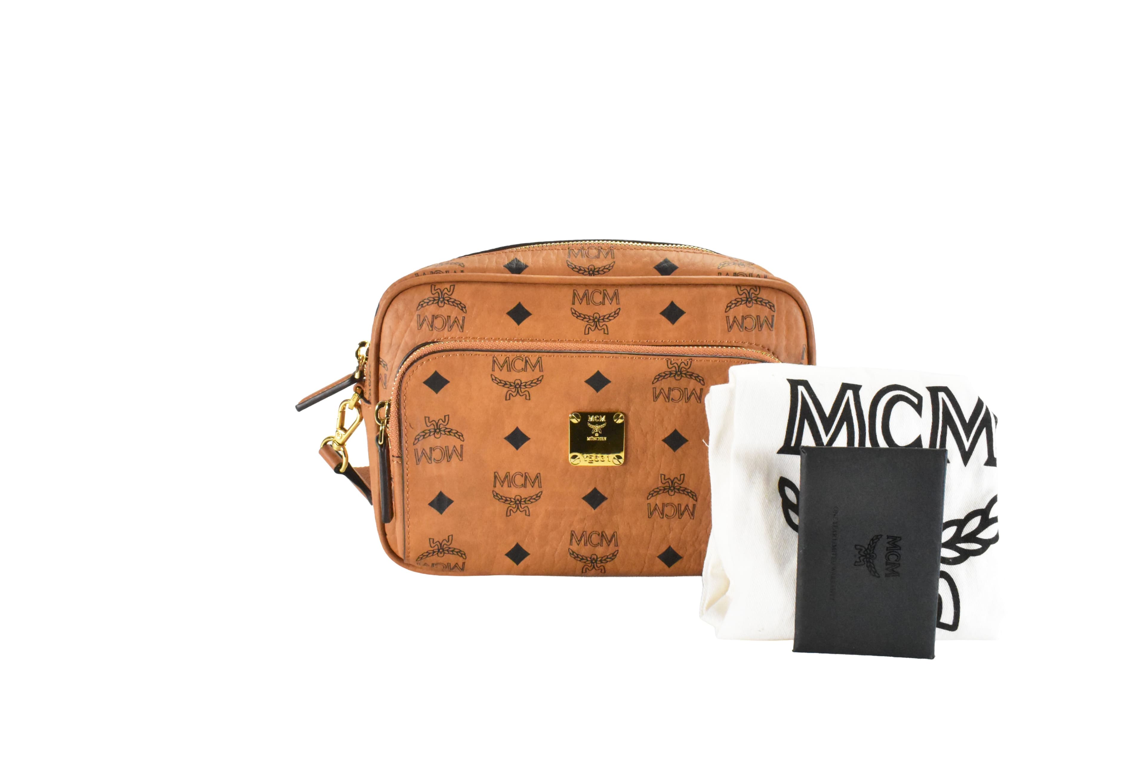 MCM SCHULTERTASCHE vintmarket.de UNISEX TASCHE COGNAC LEDER 4802