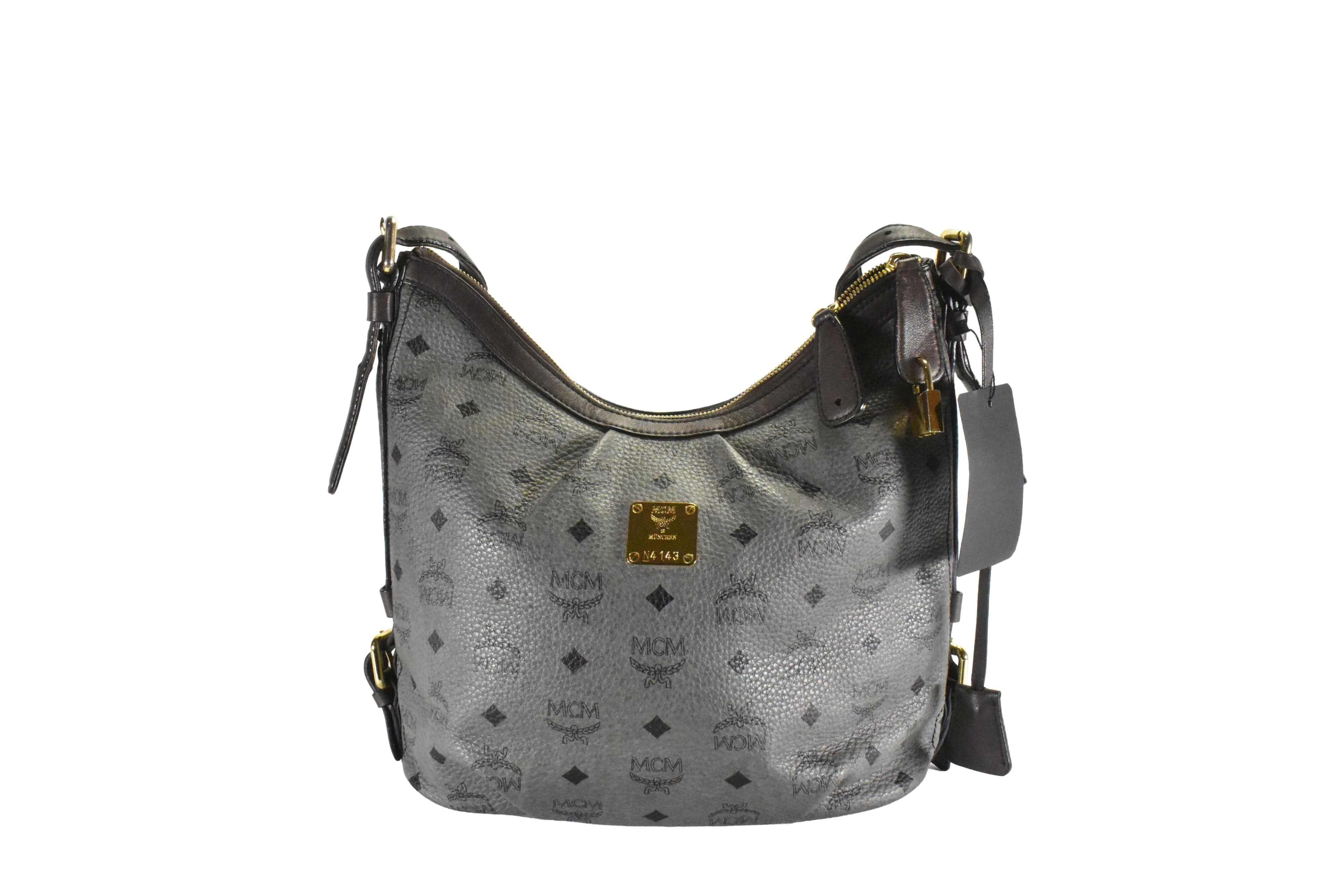MCM TASCHE vintmarket.de HOBO CROSSBODY ANTHRAZIT LEDER 2304
