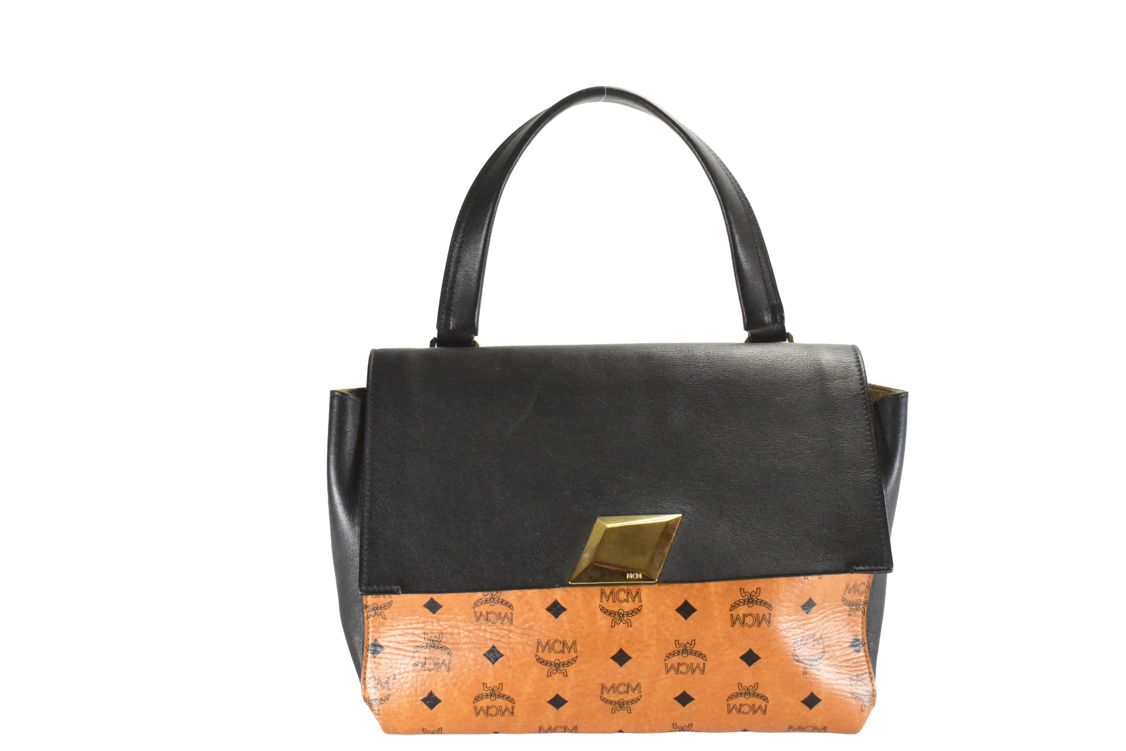 MCM SCHULTERTASCHE vintmarket.de LEDER TASCHE COGNAC SHOPPER 2276