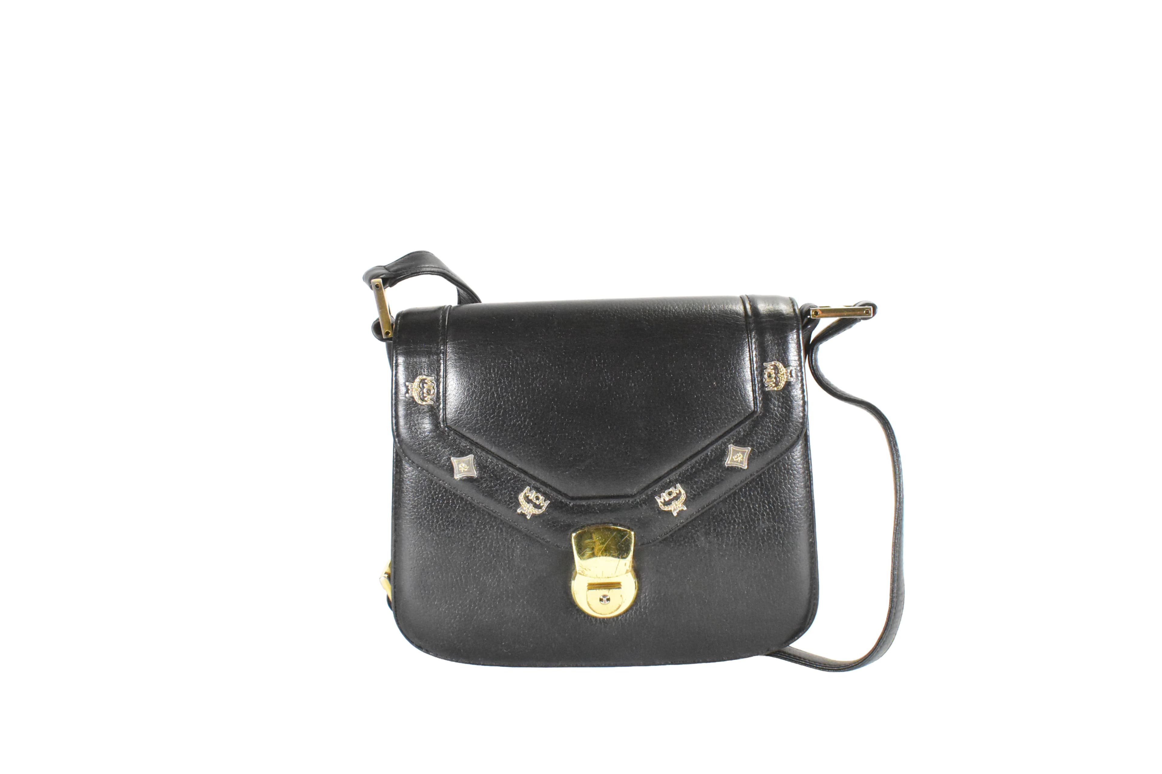 MCM TASCHE LEDERTASCHE CROSSBODY vintmarket.de SCHWARZ 2348