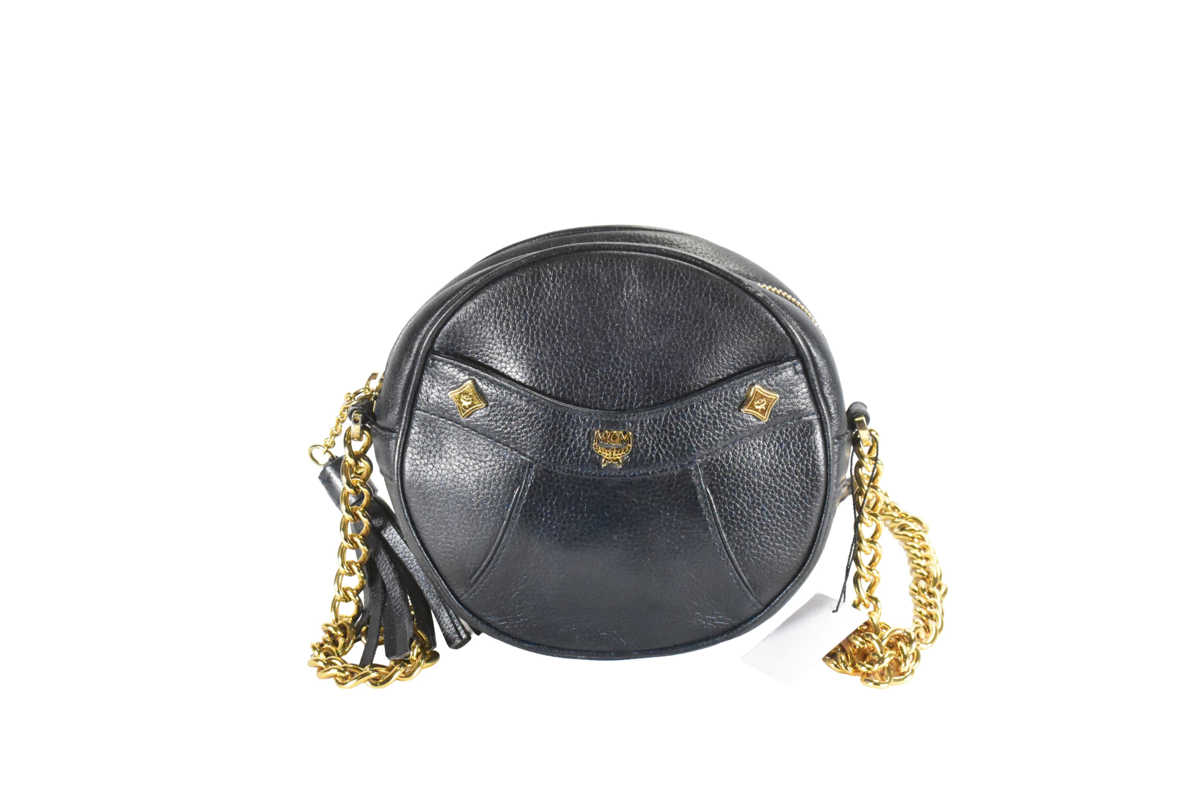 MCM LEDERTASCHE vintmarket.de CROSSBODY SCHWARZ TAMBOURIN 2000